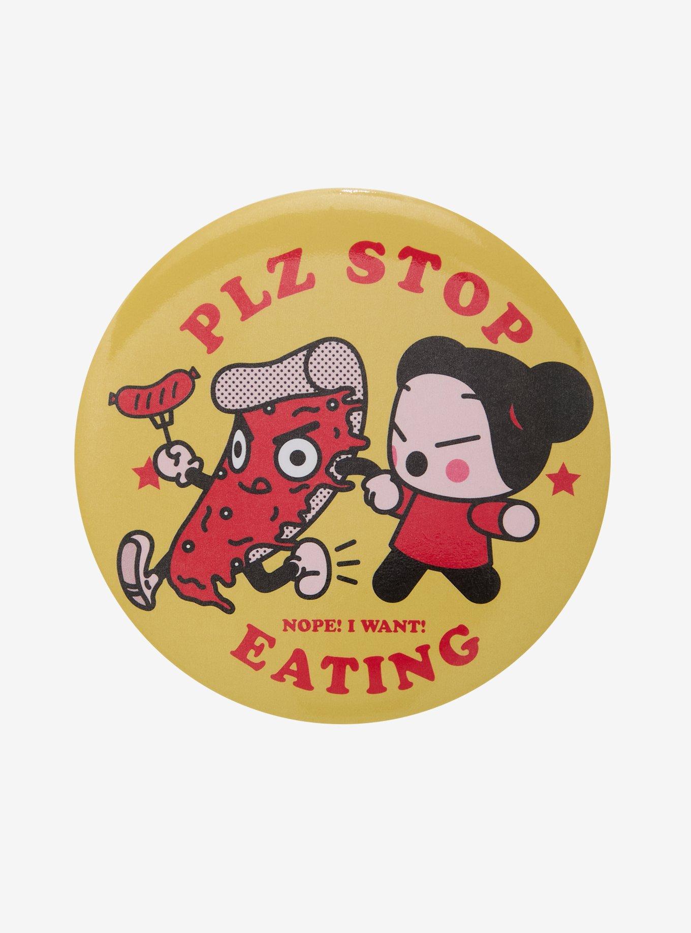 Pucca Pizza Stop Eating 3 Inch Button, , hi-res
