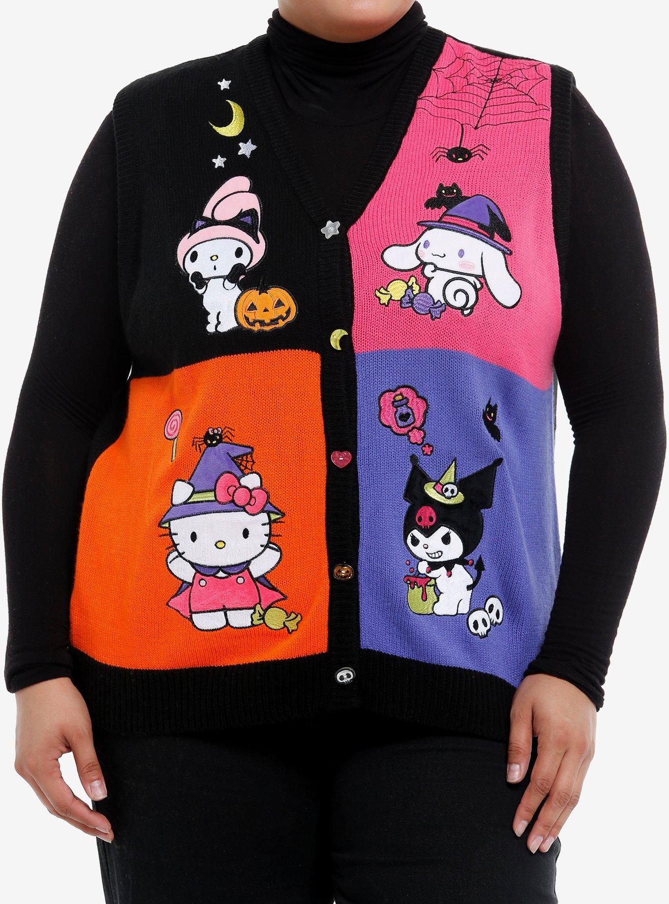 Hello Kitty And Friends Halloween Grid Girls Sweater Vest Plus Size, , hi-res