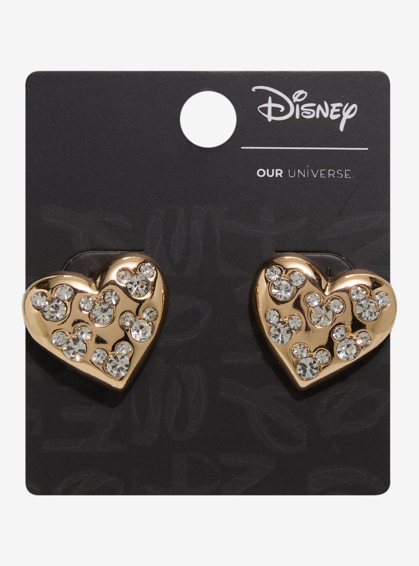 Our Universe Disney Mickey Mouse Rhinestone Heart Earrings &mdash; BoxLunch Exclusive, , hi-res