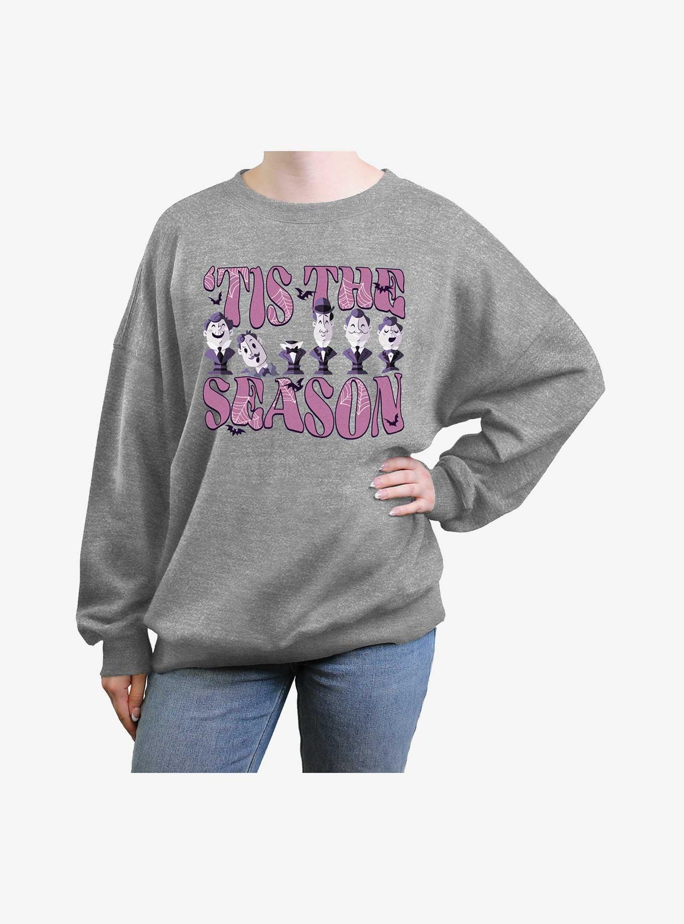 Disney The Haunted Mansion Tis the Season Womens Oversized Sweatshirt, HEATHER GR, hi-res