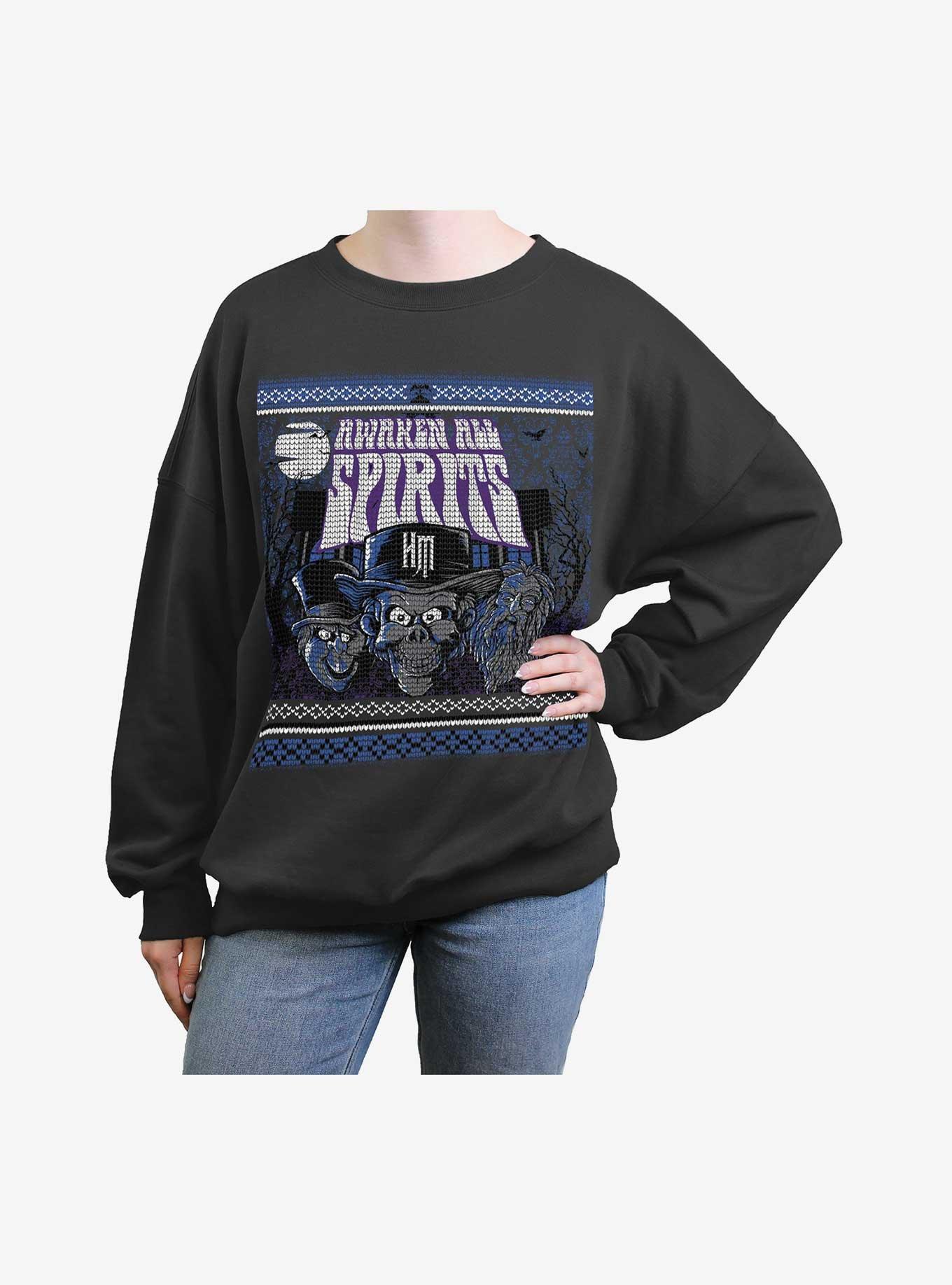 Disney The Haunted Mansion Awaken All Spirits Ugly Holiday Pattern Womens Oversized Sweatshirt, , hi-res