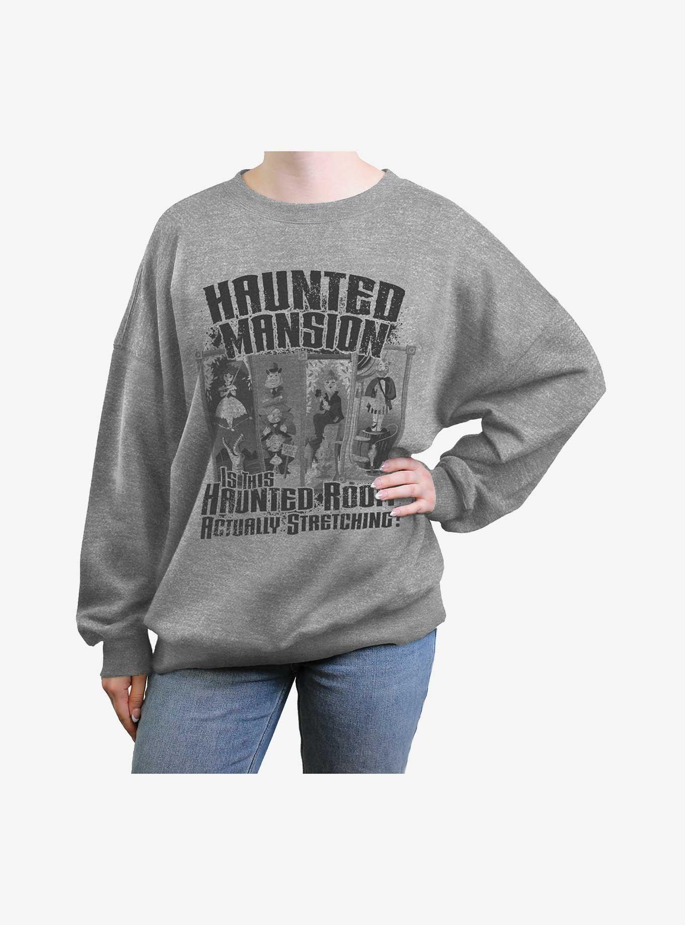 Disney The Haunted Mansion Haunted Walls Womens Oversized Sweatshirt, HEATHER GR, hi-res
