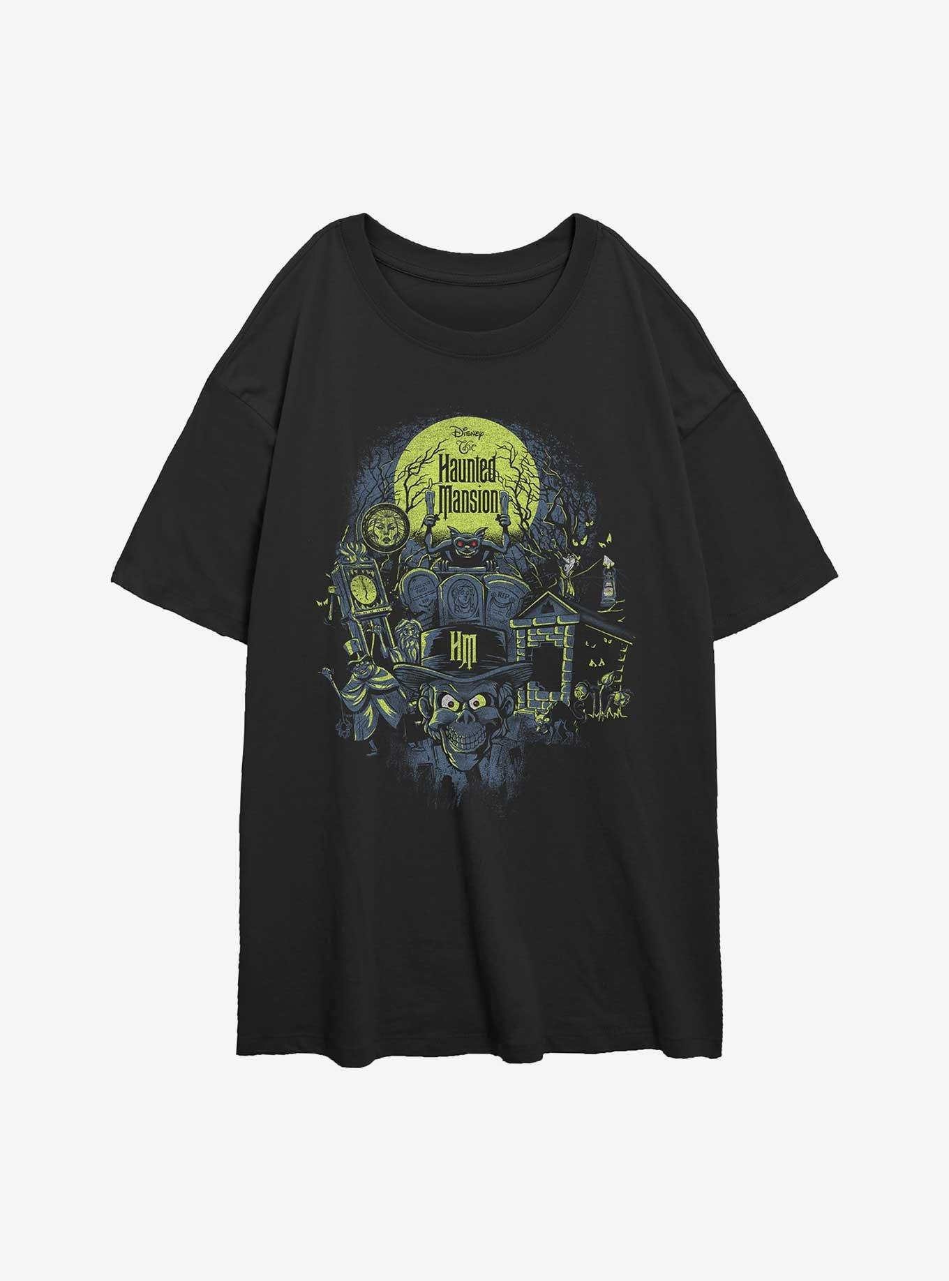 Disney The Haunted Mansion Haunted Montage Womens Oversized T-Shirt, BLACK, hi-res view 1