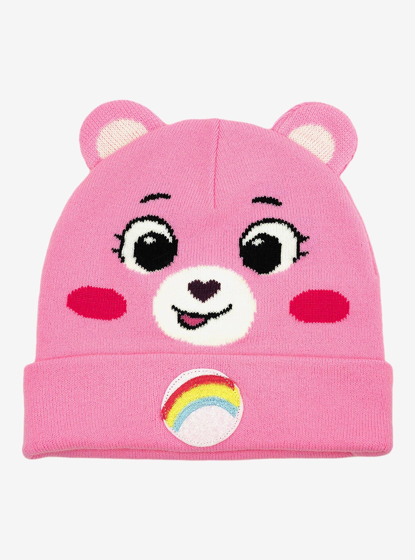 Care Bears Cheer Bear Face Acrylic Knit Beanie With Ears, , hi-res