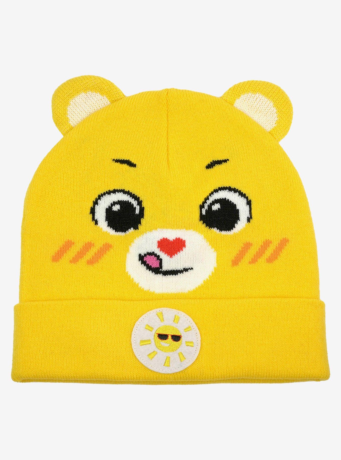 Care Bears Funshine Bear Face Acrylic Knit Beanie With Ears, , hi-res