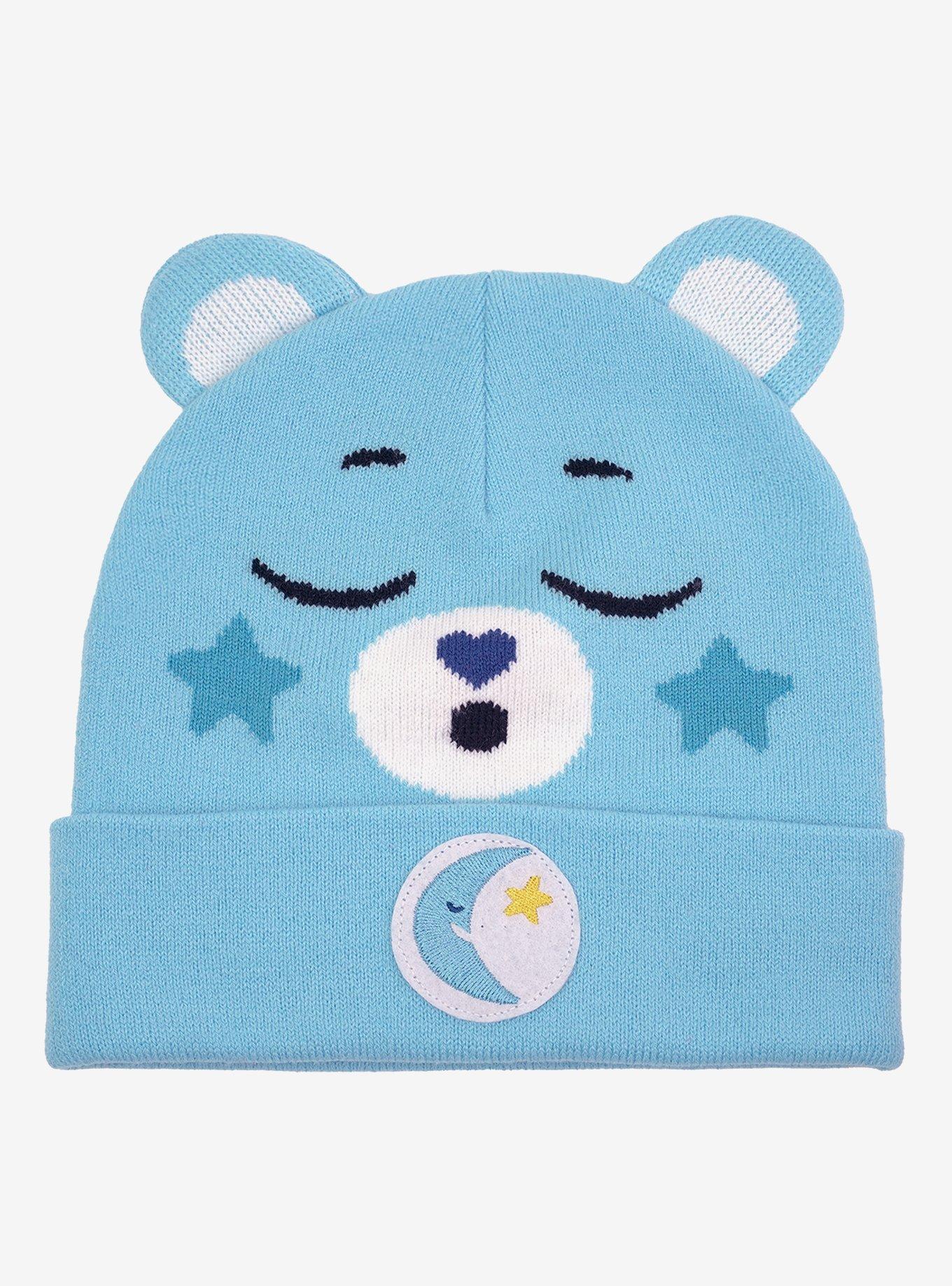 Care Bears Bedtime Bear Face Acrylic Knit Beanie With Ears, , hi-res