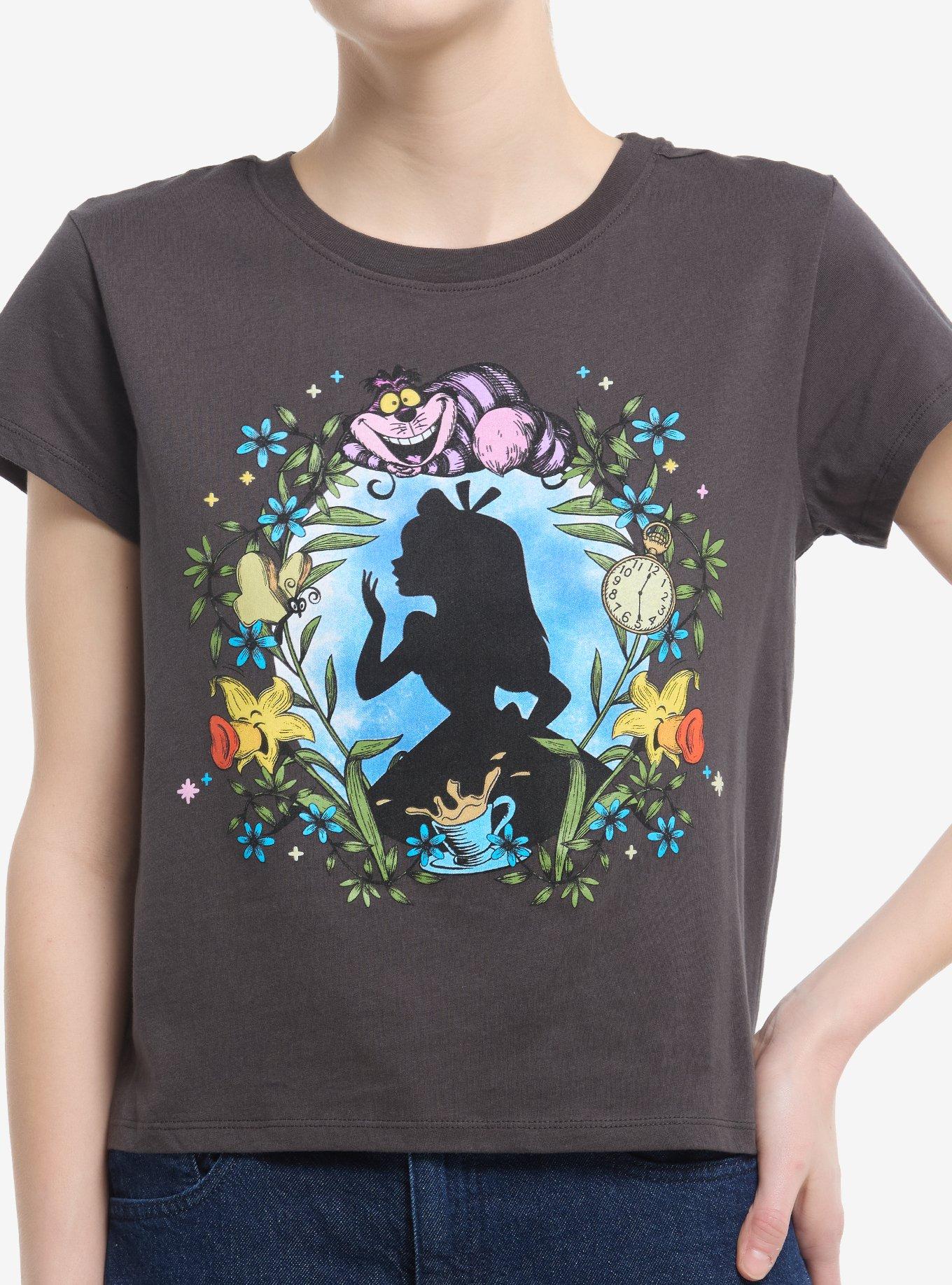 Disney Alice In Wonderland Silhouette Wreath Girls Crop T-Shirt, , hi-res