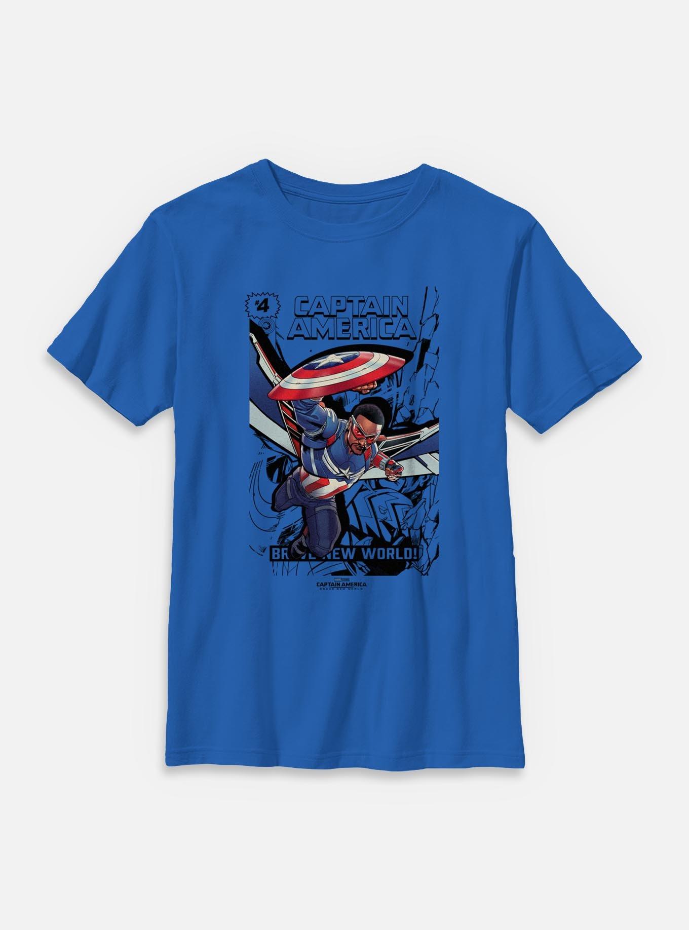 Marvel Captain America: Brave New World Comic Book Explosion Youth T-Shirt, , hi-res