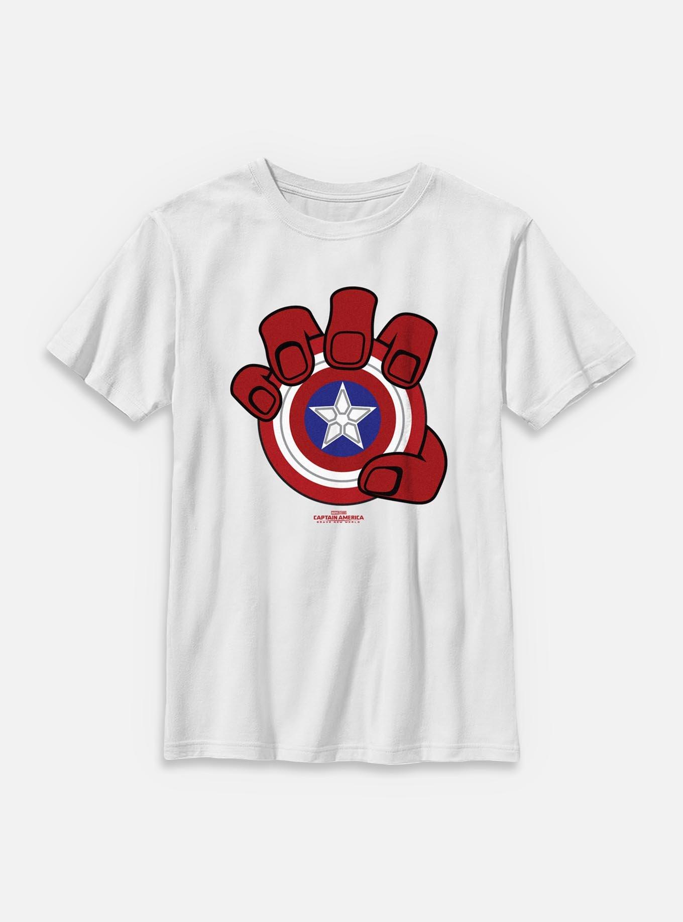 Marvel Captain America: Brave New World Red Hand And Shield Youth T-Shirt, , hi-res
