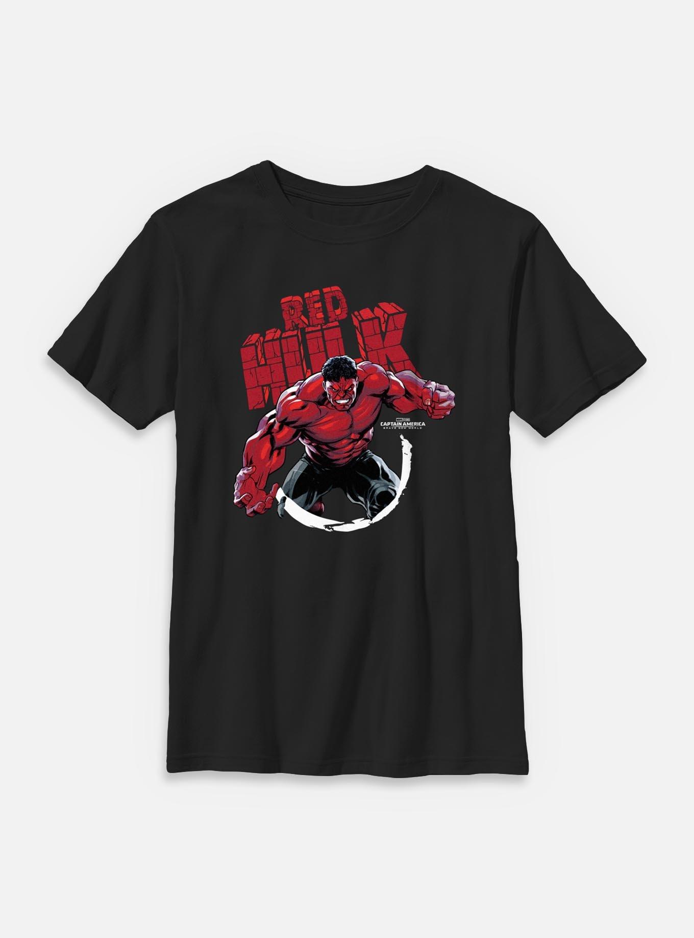 Marvel Captain America: Brave New World Red Hulk Circle Stone Youth T-Shirt, , hi-res