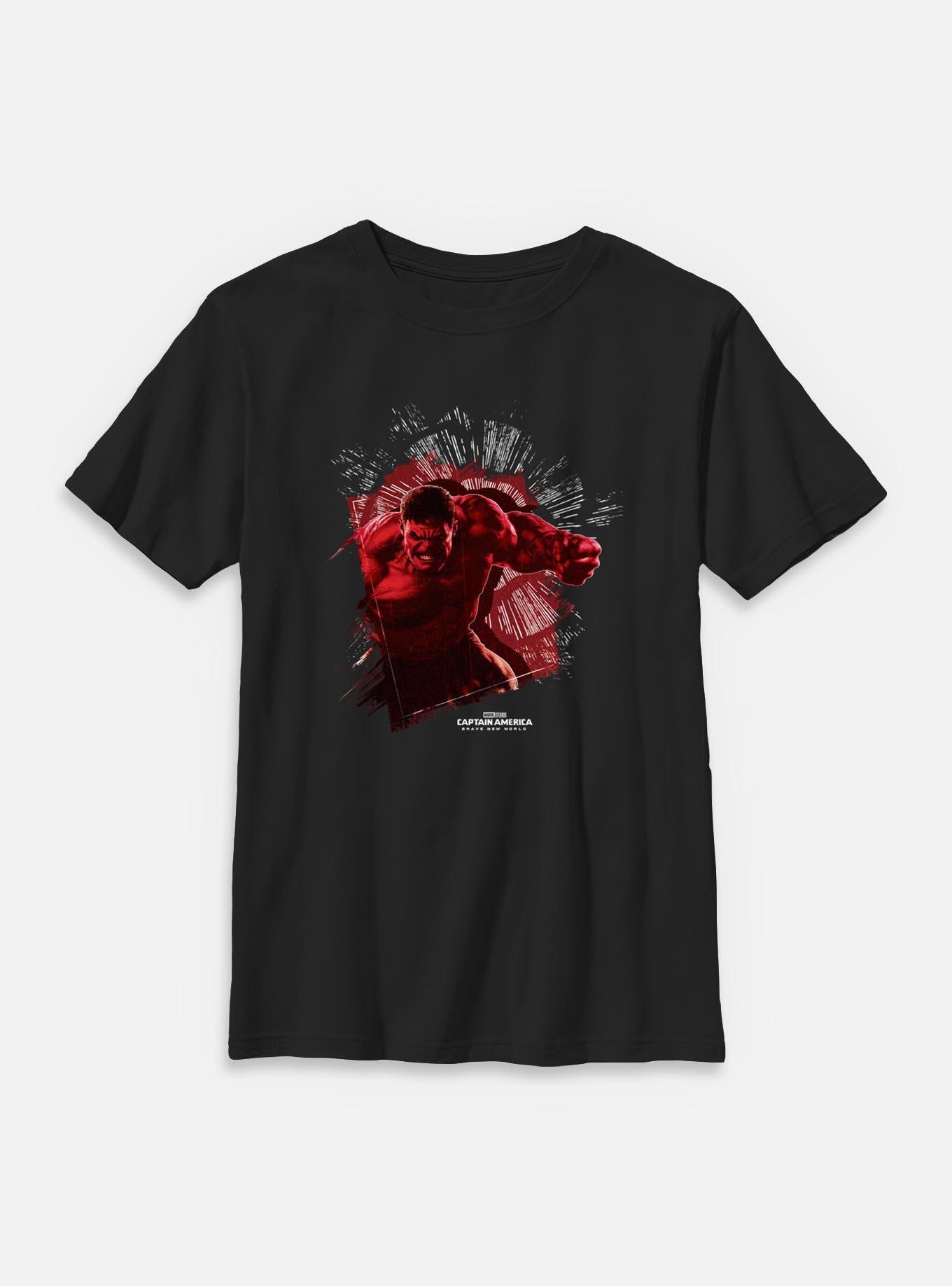Marvel Captain America: Brave New World Red Hulk Broken Glass Youth T-Shirt, , hi-res