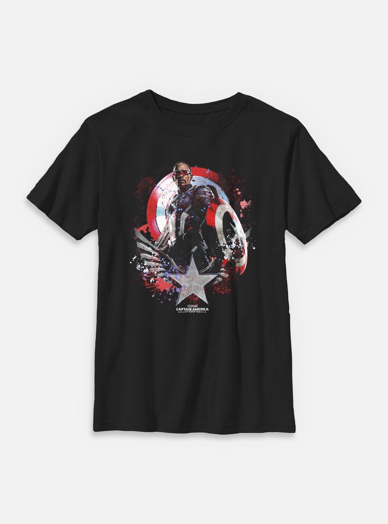 Marvel Captain America: Brave New World Paint Over Shield Youth T-Shirt, , hi-res