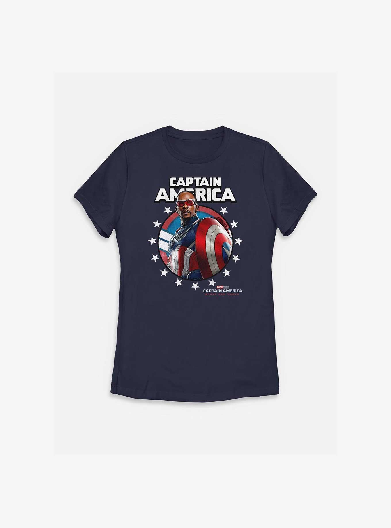 Marvel Captain America: Brave New World Captain Crown Womens T-Shirt, NAVY, hi-res