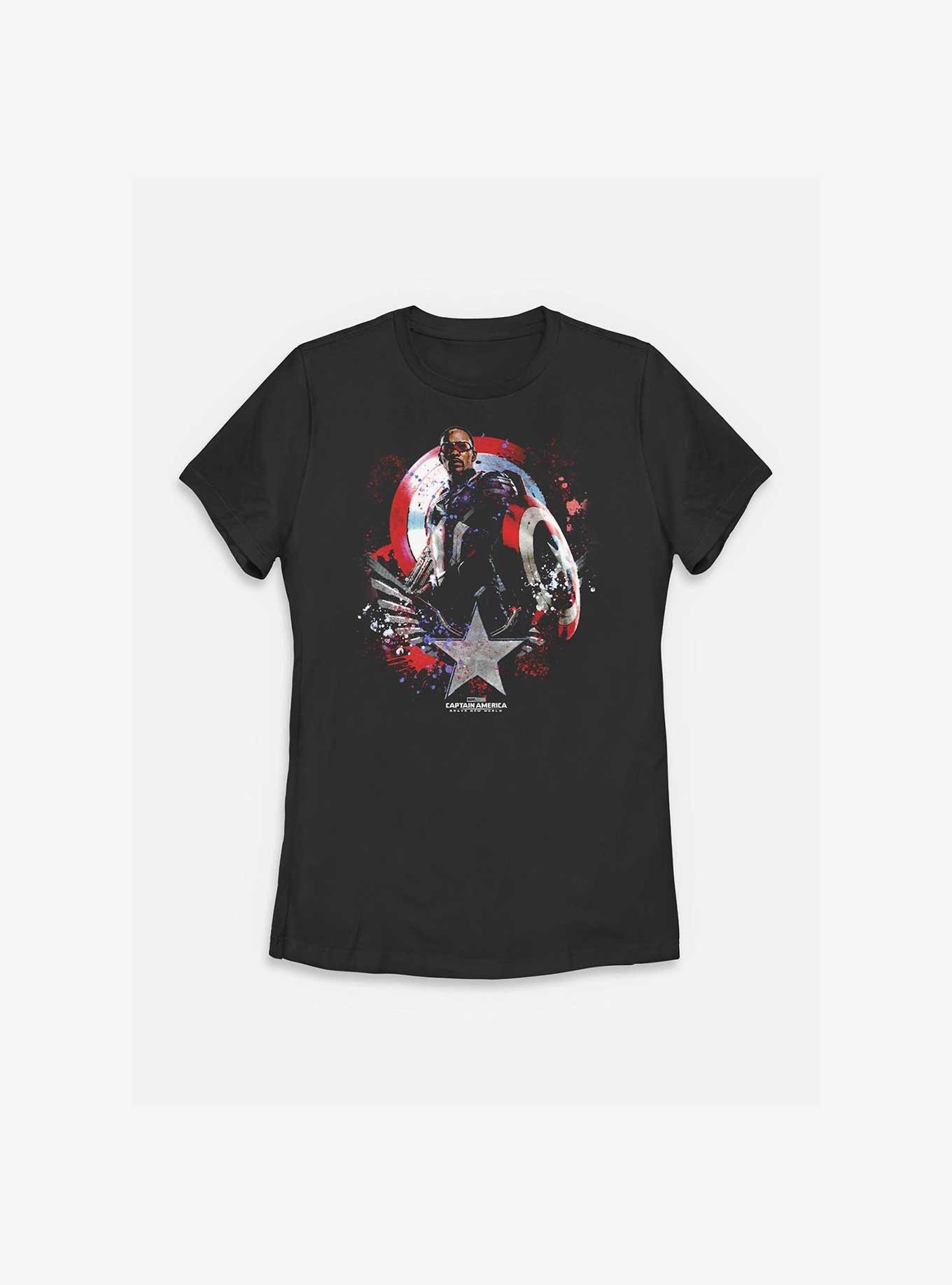 Marvel Captain America: Brave New World Paint Over Shield Womens T-Shirt, BLACK, hi-res