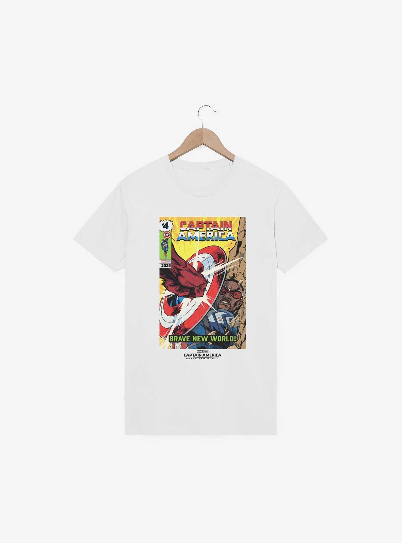 Marvel Captain America: Brave New World Comic Fight Scene T-Shirt, WHITE, hi-res