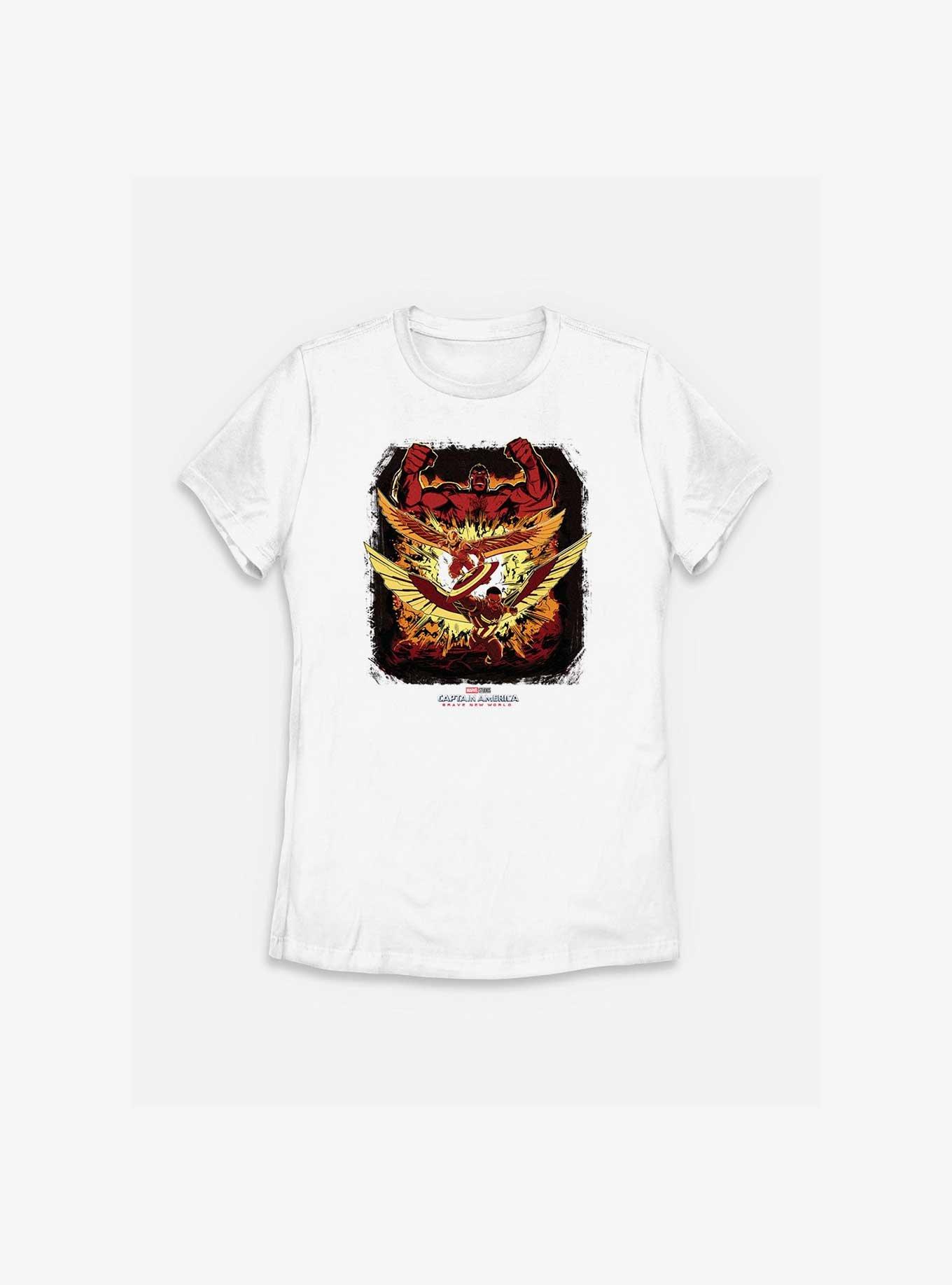 Marvel Captain America: Brave New World Red Hulk And Captain America Womens T-Shirt, WHITE, hi-res