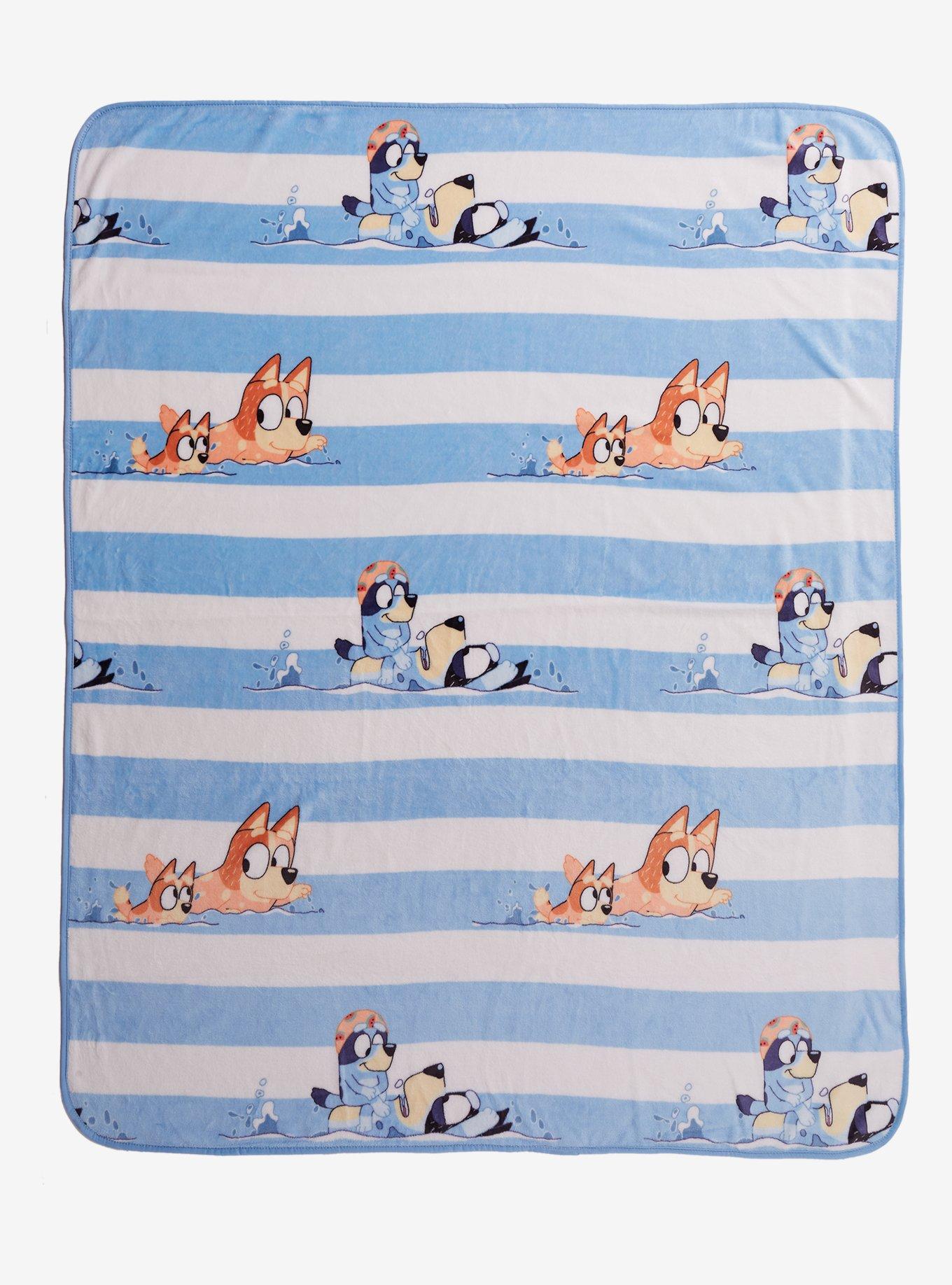 Bluey Heeler Family Swimming Striped Fleece Throw - BoxLunch Exclusive, , hi-res