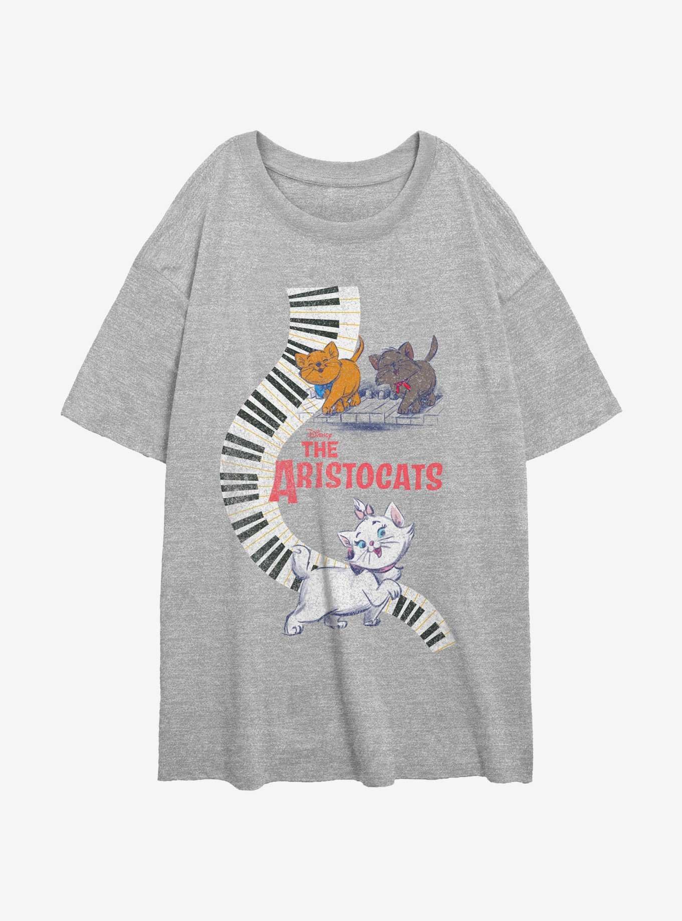 Disney The Aristocats Piano Kitten Group Womens Oversized T-Shirt