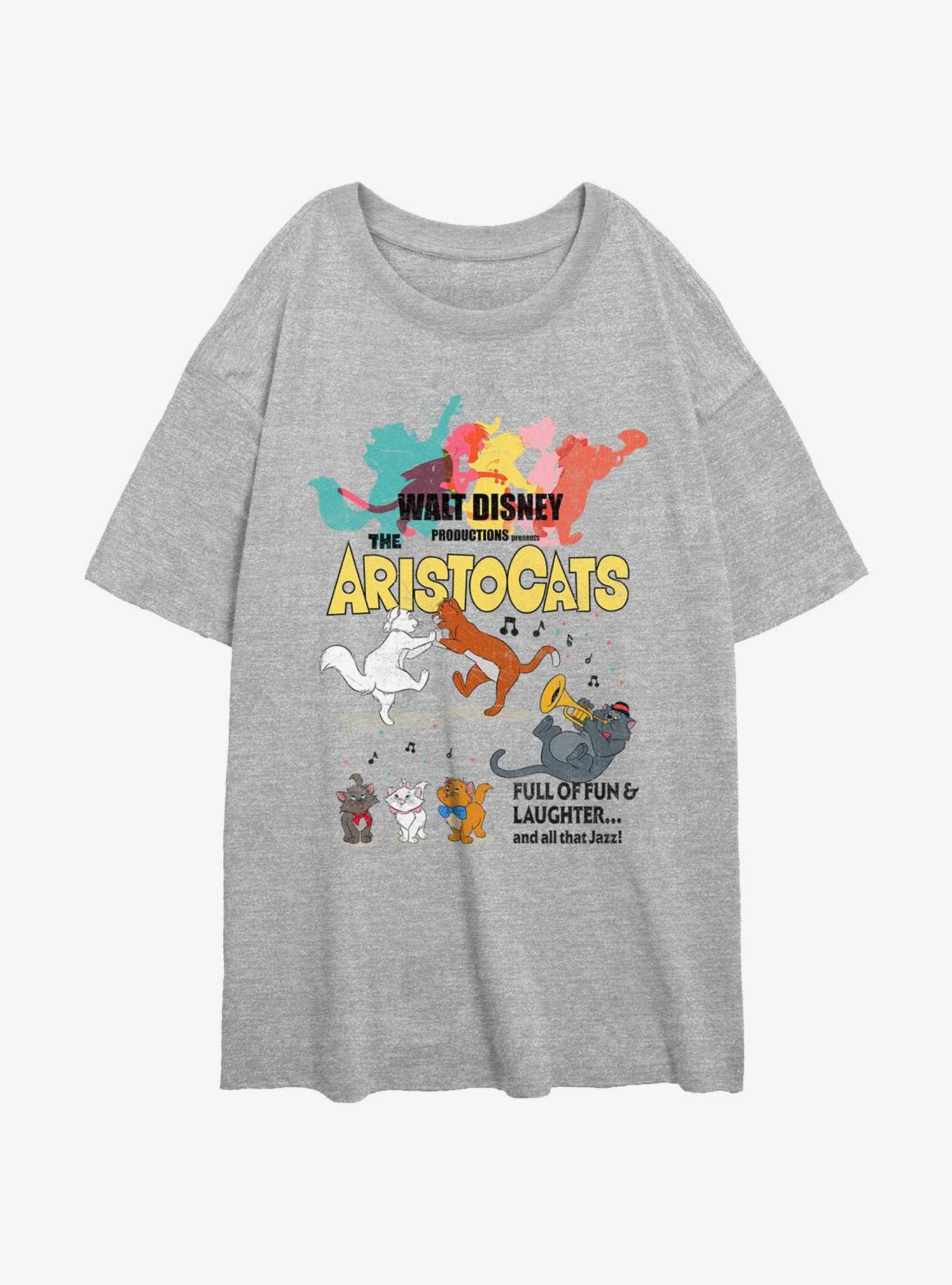Disney The Aristocats Vintage Poster Womens Oversized T-Shirt, ATH HTR, hi-res