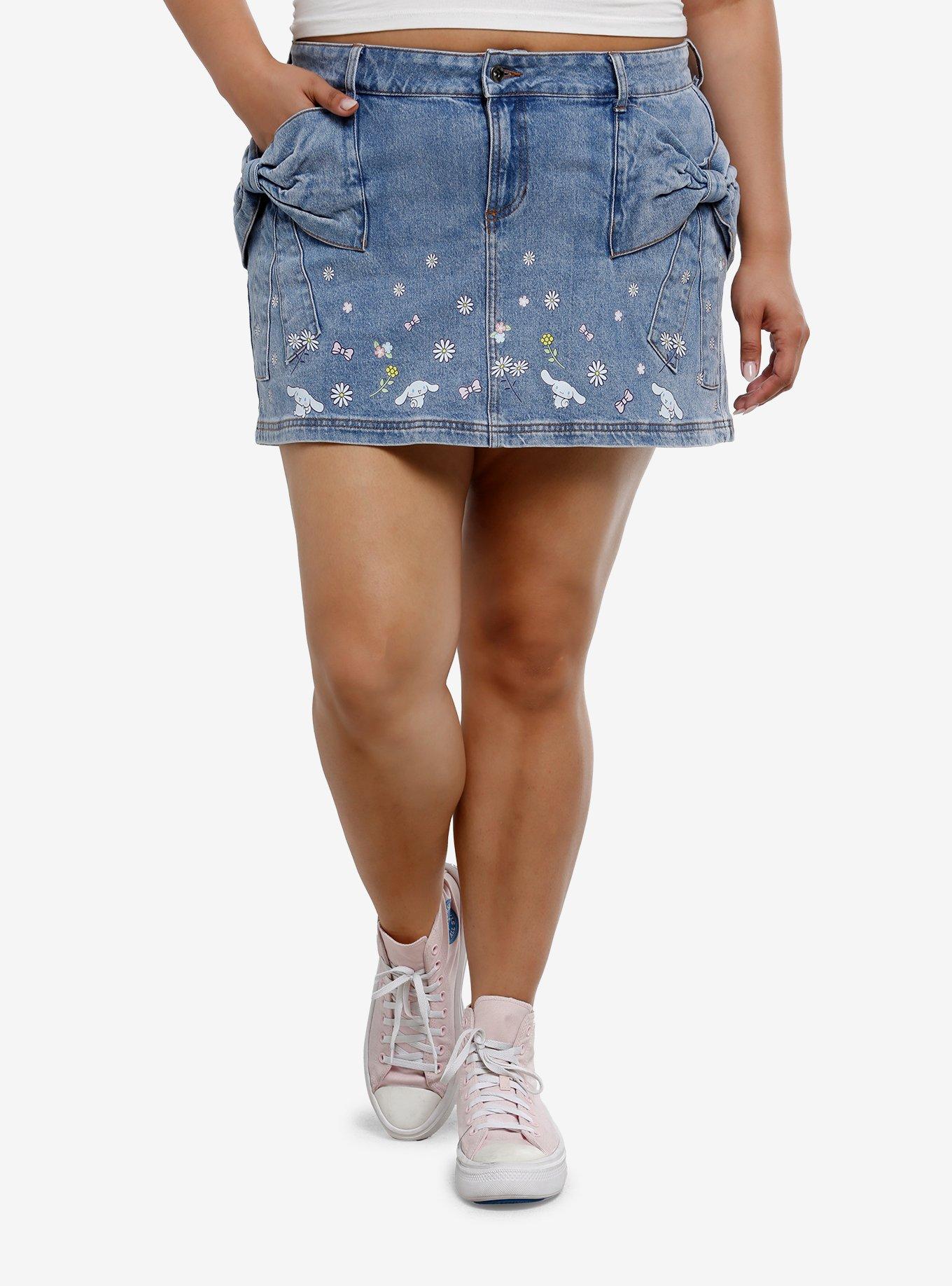 Cinnamoroll Ribbon Pockets Denim Skirt Plus Size, , hi-res