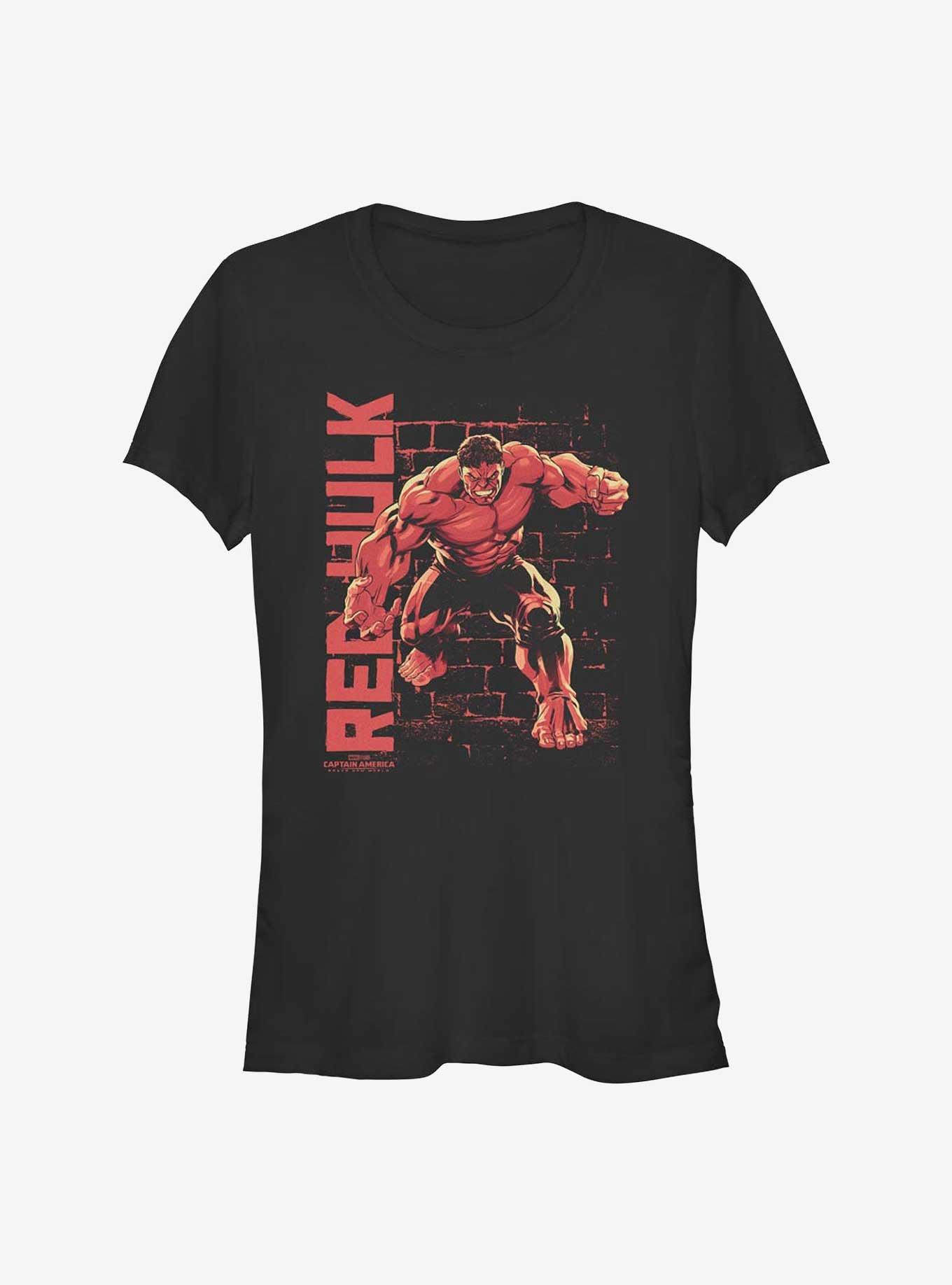 Marvel Captain America: Brave New World Stone Wall Red Hulk Pose Girls T-Shirt, BLACK, hi-res
