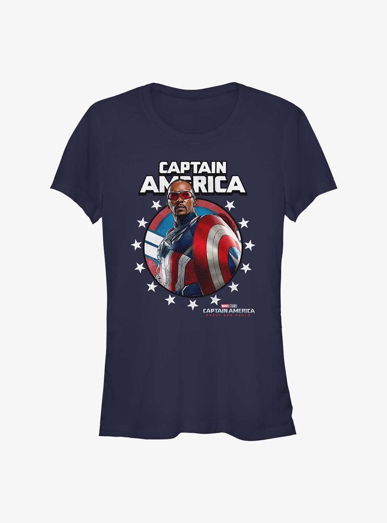 Marvel Captain America: Brave New World Captain Crown Girls T-Shirt, NAVY, hi-res