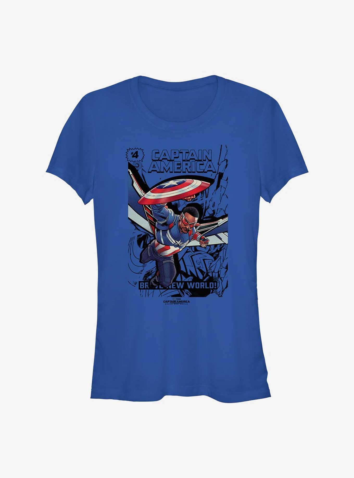 Marvel Captain America: Brave New World Comic Book Explosion Girls T-Shirt