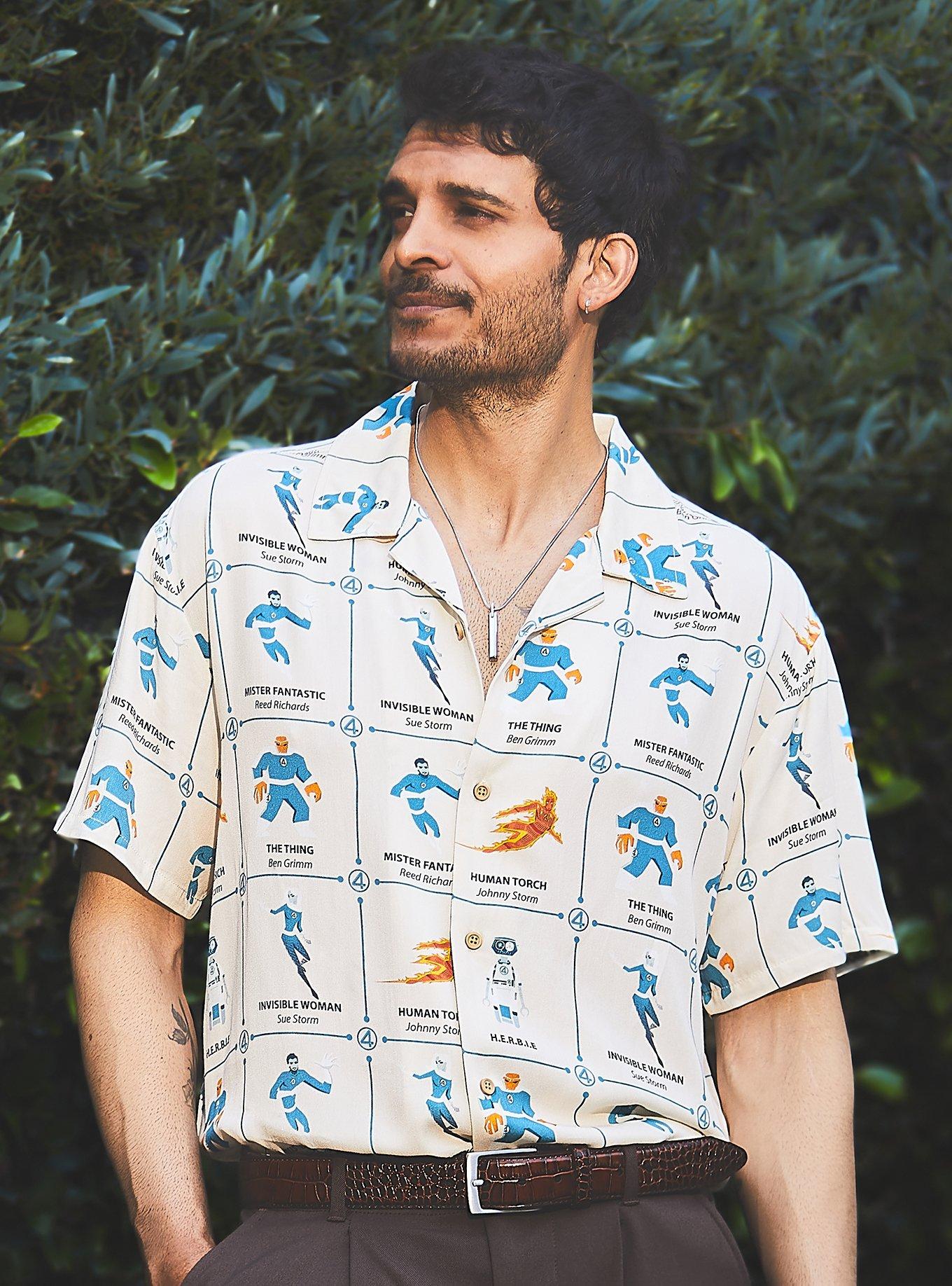 Marvel Fantastic Four: First Steps Characters Allover Print Woven Button-Up - BoxLunch Exclusive, , hi-res