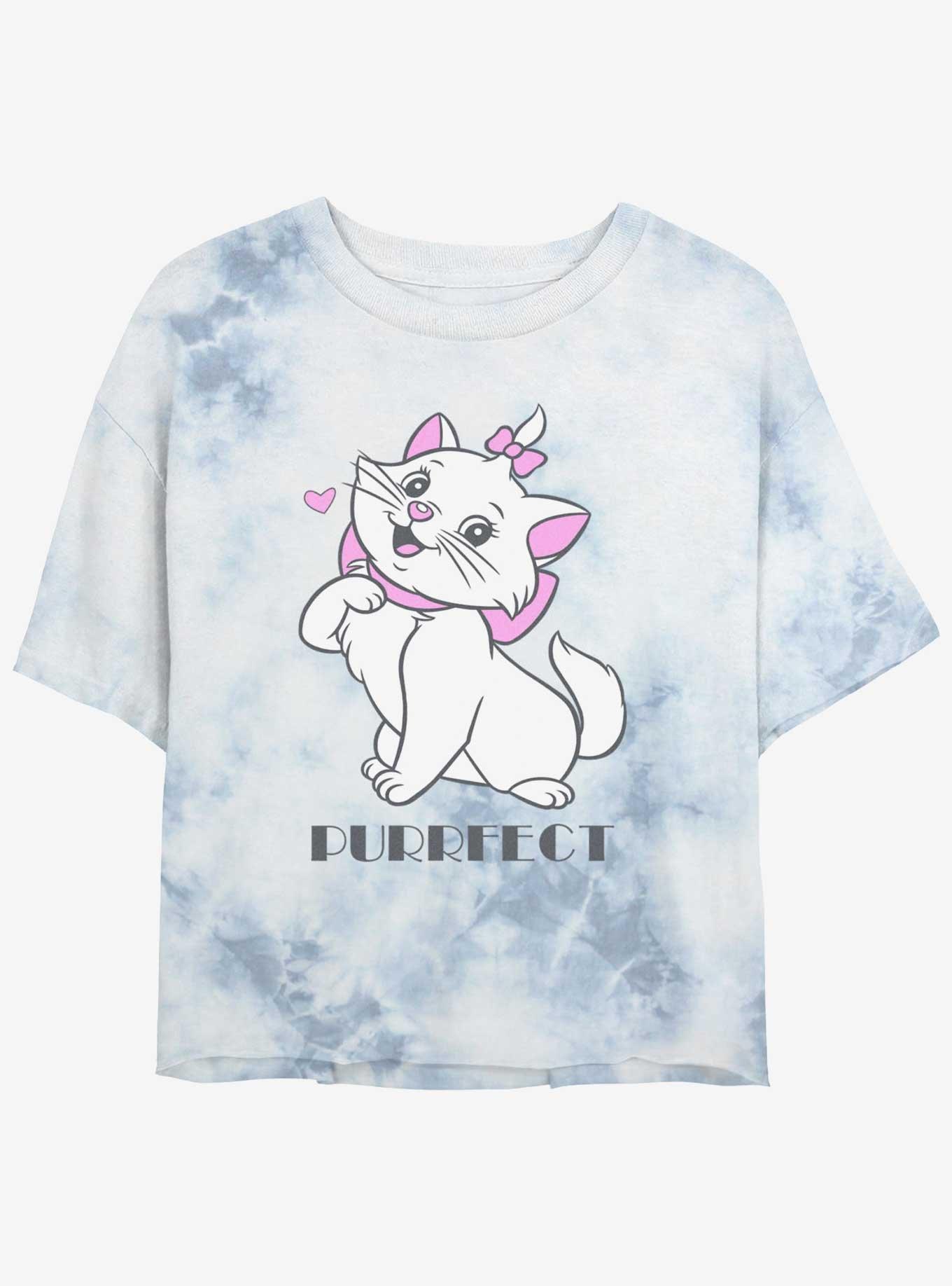 Disney The Aristocats Marie Purrfect Tie Dye Crop Girls T-Shirt, WHITEBLUE, hi-res