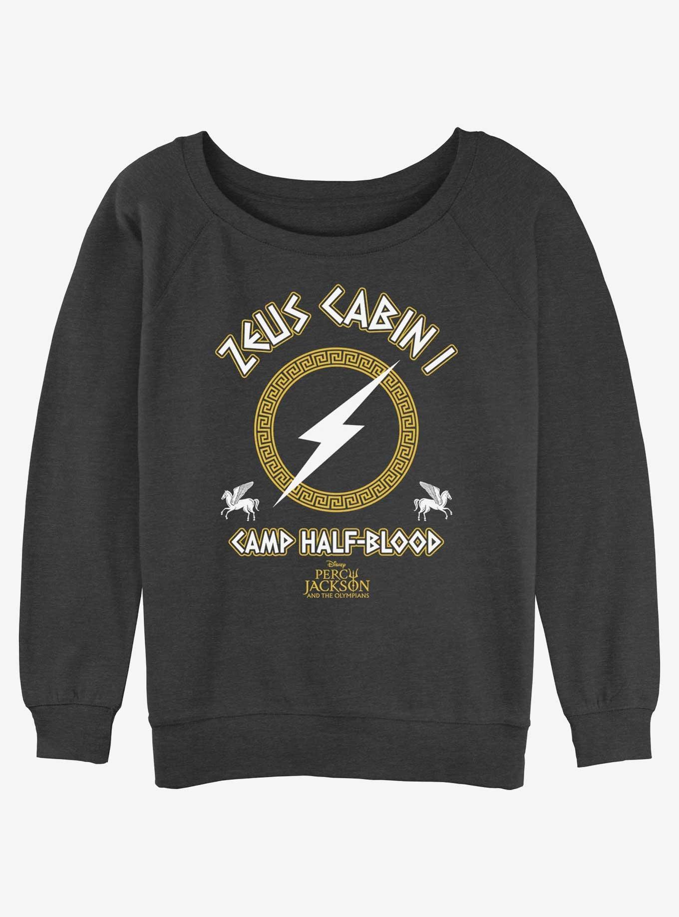 Disney Percy Jackson And The Olympians Zeus Cabin Womens Slouchy Sweatshirt, CHAR HTR, hi-res