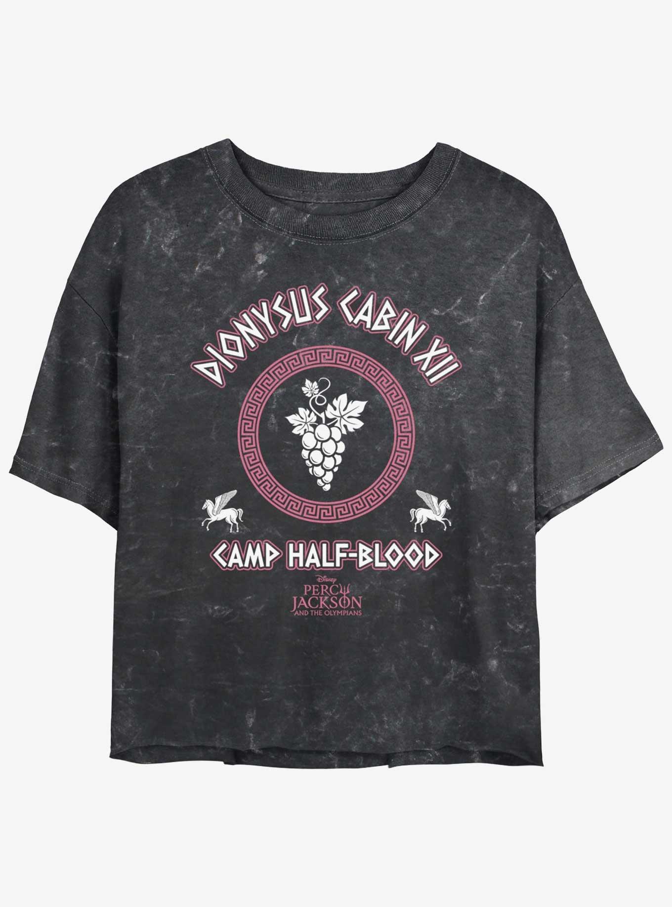 Disney Percy Jackson And The Olympians Dionysus Cabin Mineral Wash Womens Crop T-Shirt, BLACK, hi-res