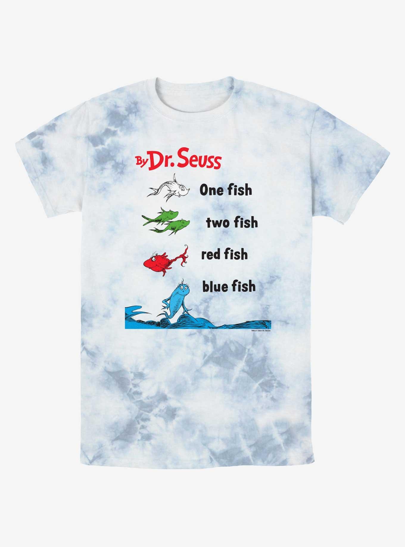 Dr. Seuss One Fish Two Fish Red Fish Blue Fish Tie-Dye T-Shirt, WHITEBLUE, hi-res