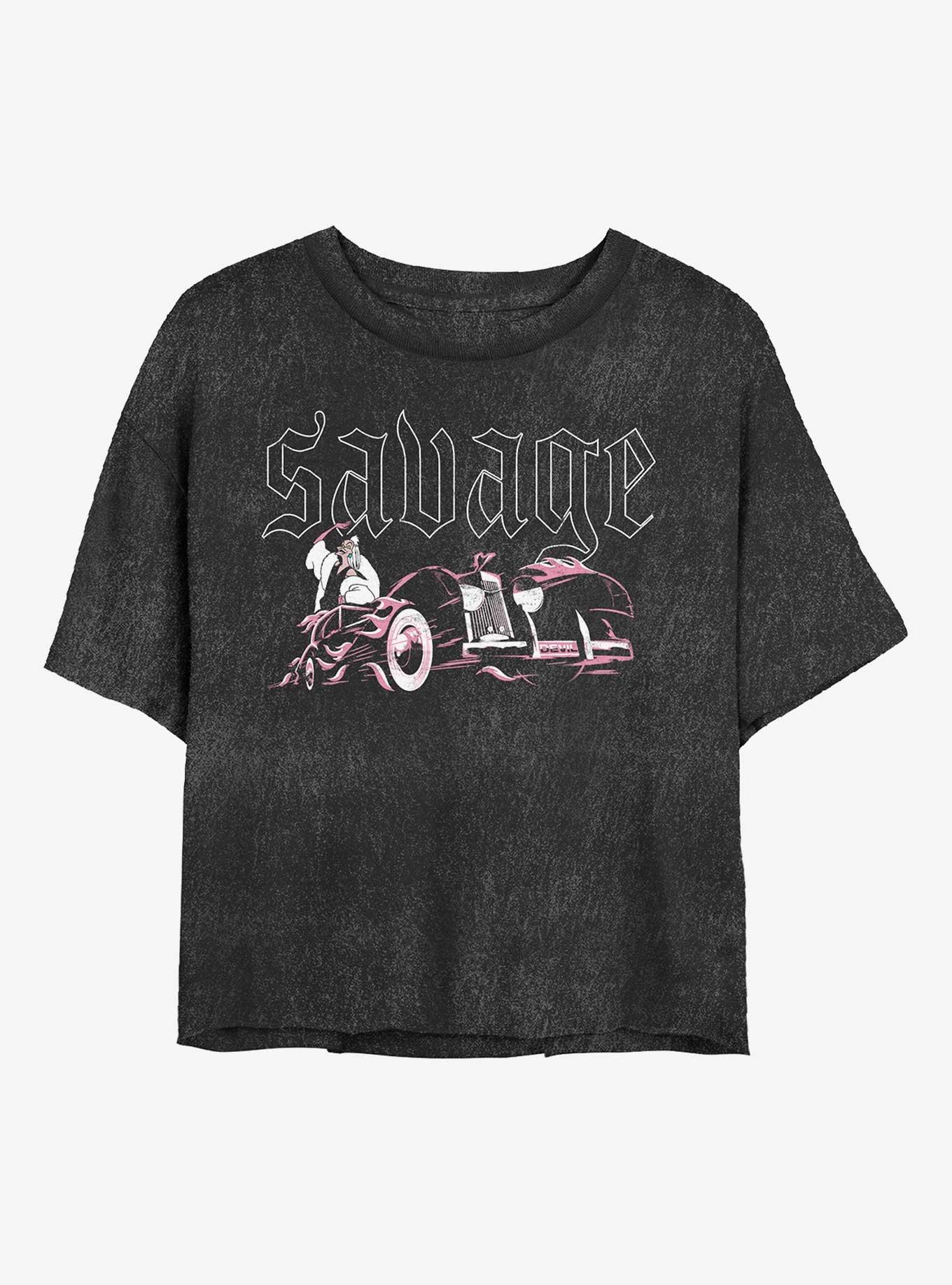 Cruella Savage Devil Mineral Wash Womens Crop T-Shirt, , hi-res