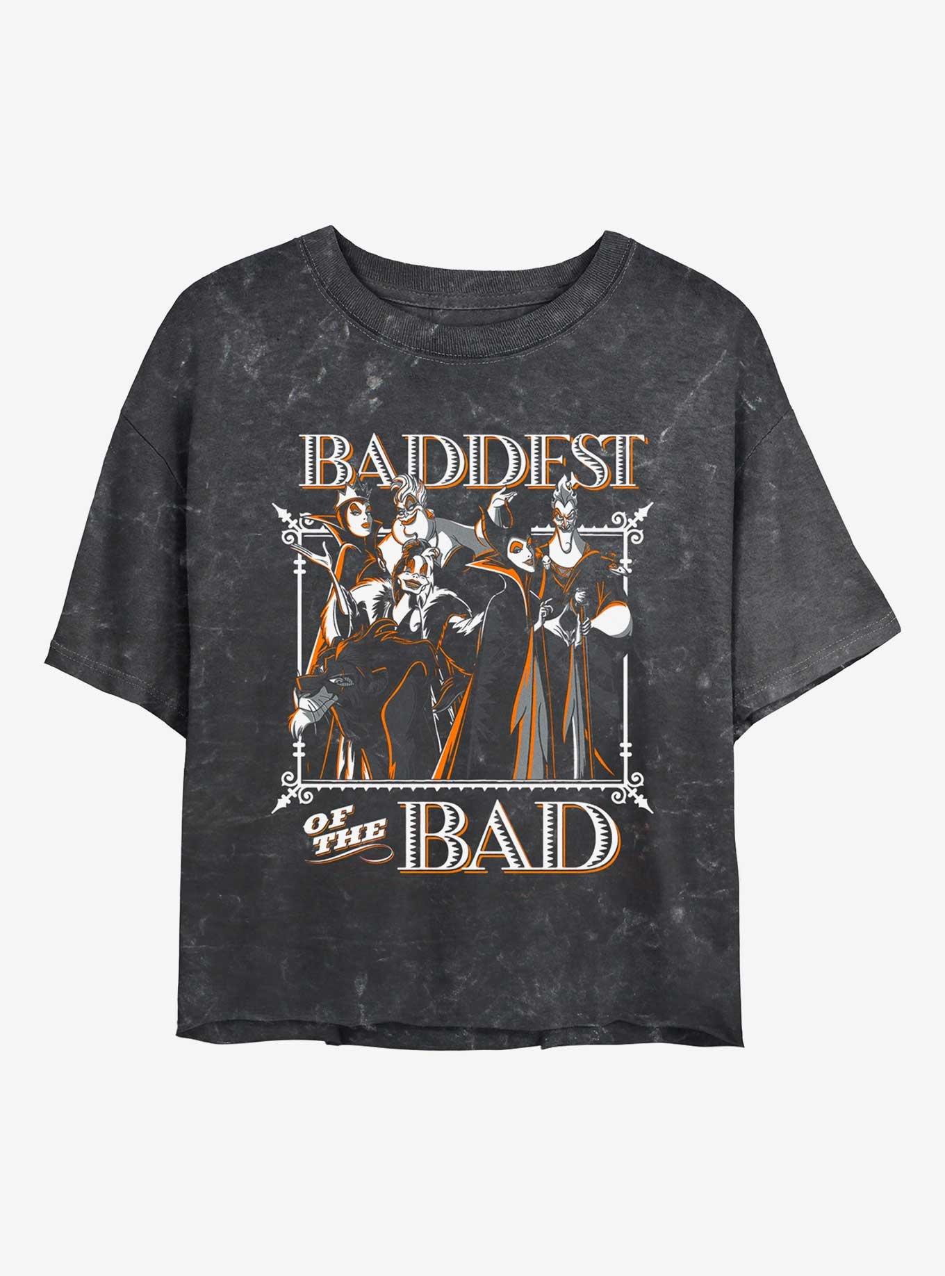 Disney Villains Baddest Of The Bad Mineral Wash Womens Crop T-Shirt, , hi-res