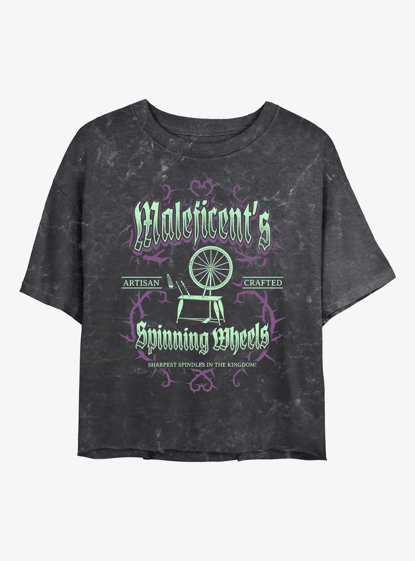 Disney Villains Maleficent Spinning Wheels Poster Mineral Wash Womens Crop T-Shirt, , hi-res