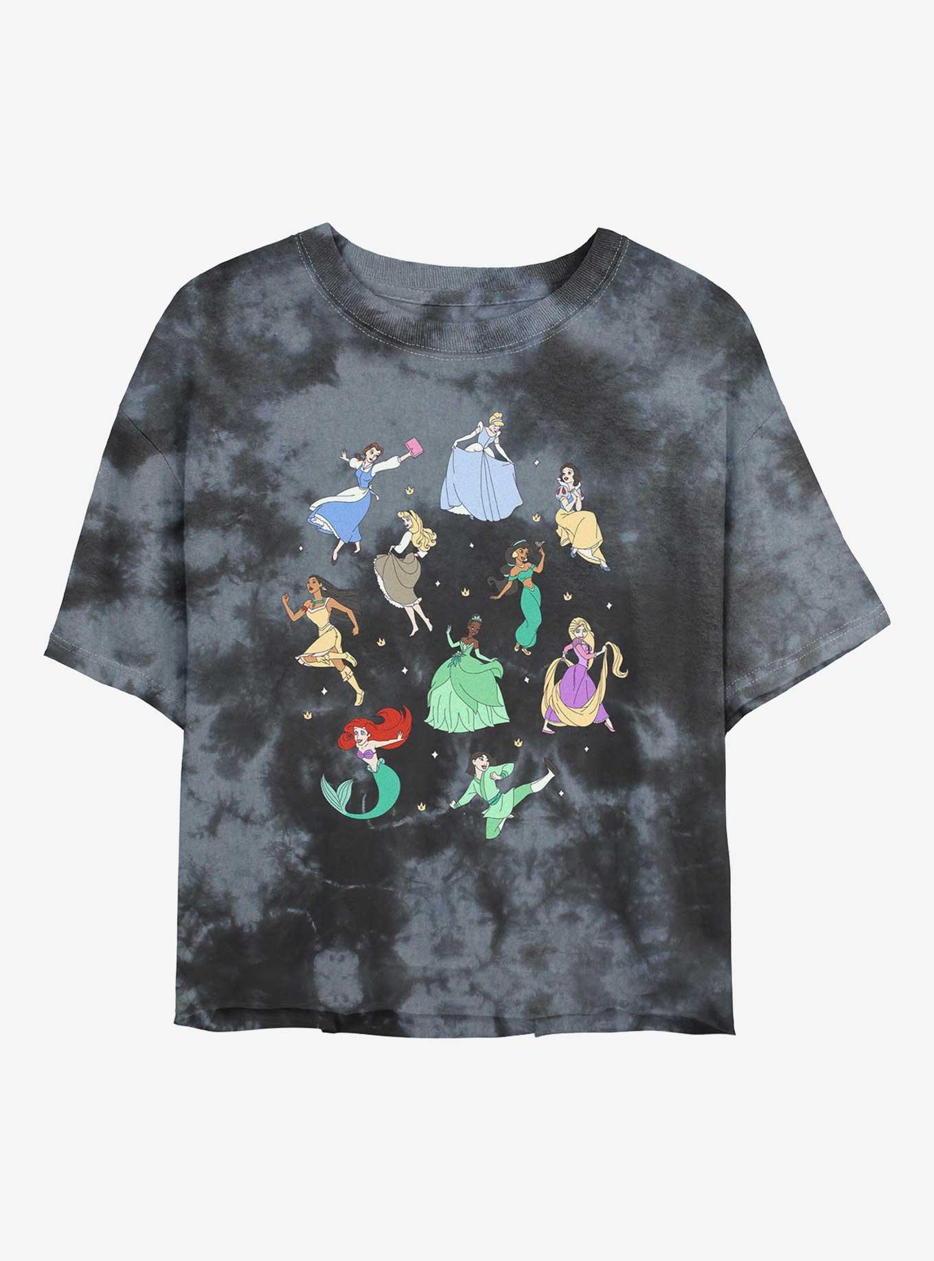 Disney Princesses Doodle Tie-Dye Womens Crop T-Shirt, , hi-res
