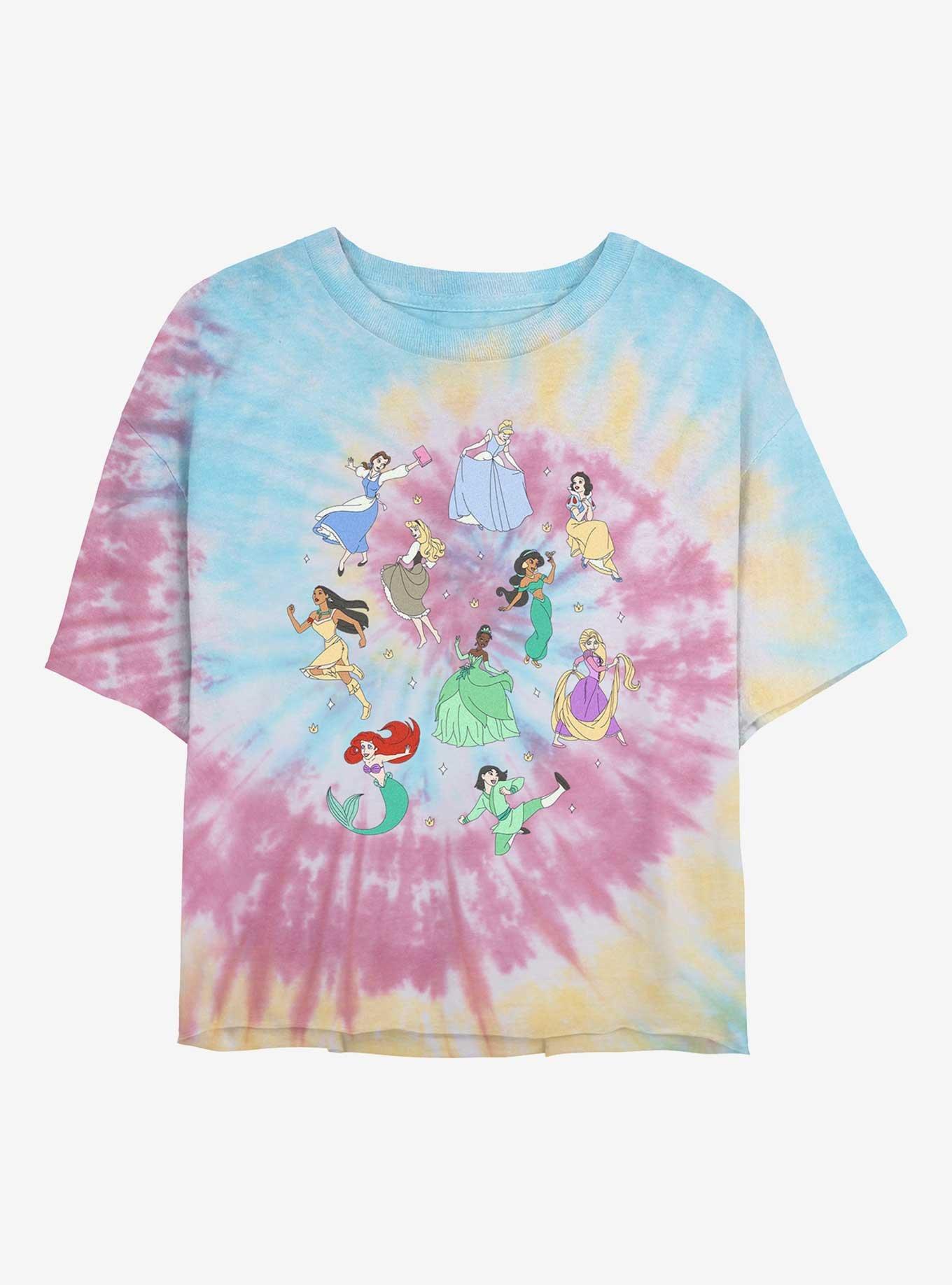 Disney Princesses Doodle Tie-Dye Womens Crop T-Shirt, , hi-res