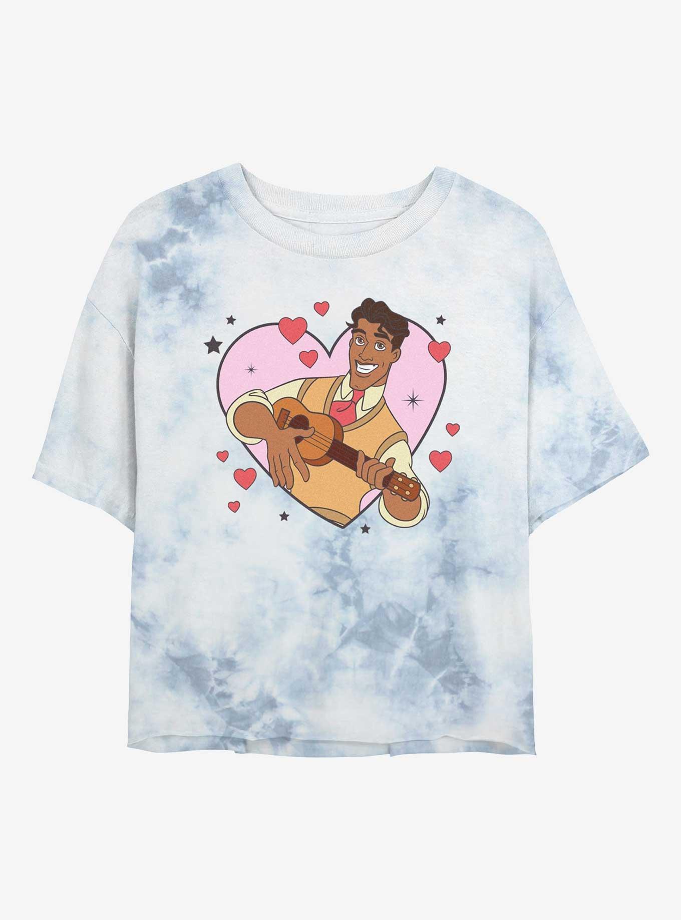 Disney The Princess And The Frog Prince Naveen Heart Lockup Tie-Dye Womens Crop T-Shirt, , hi-res