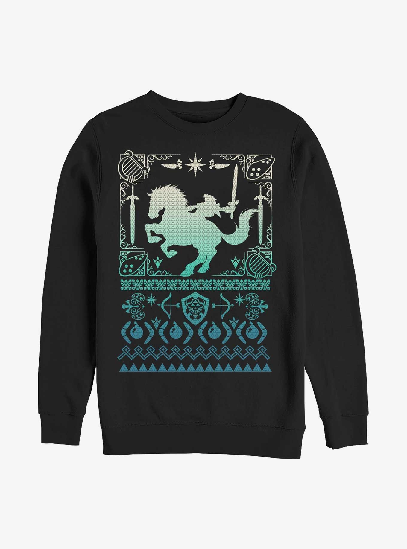 The Legend Of Zelda Silhouette Ugly Christmas Sweater Pattern Sweatshirt, , hi-res