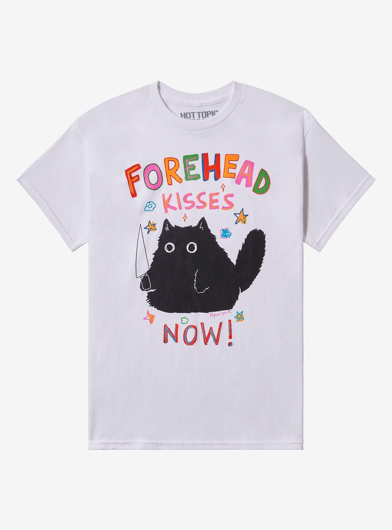 Black Cat Forehead Kisses T-Shirt By Popcornpunk, , hi-res