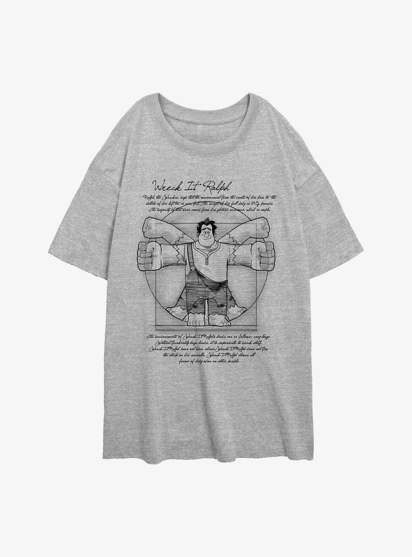 Disney Wreck It Ralph Vitruvian Wreck It Ralph Womens Oversized T-Shirt,Specials : American Fashion Style Bags On Sale