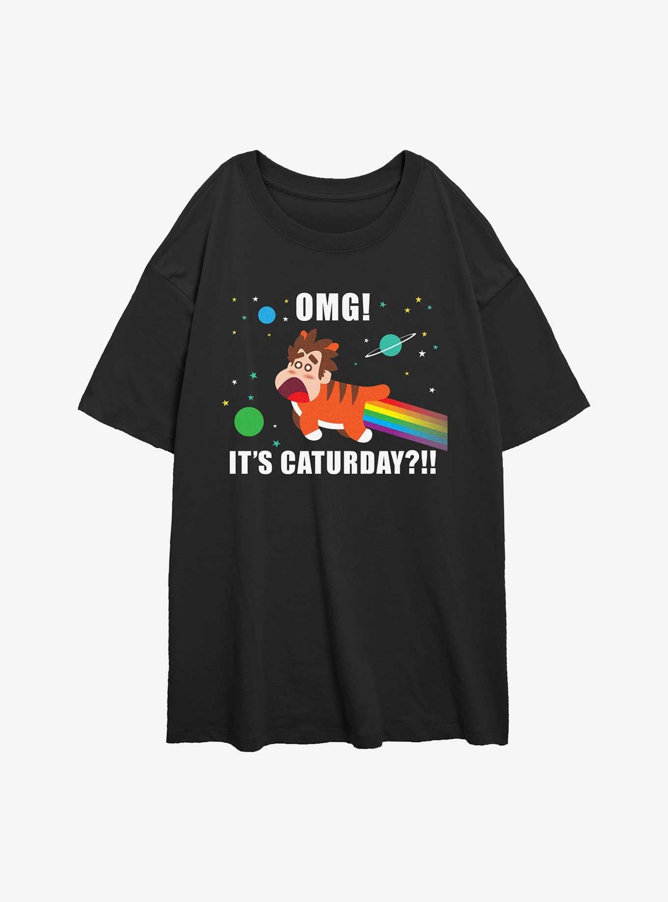 Disney Wreck It Ralph OMG It's Caturday Womens Oversized T-Shirt, BLACK, hi-res