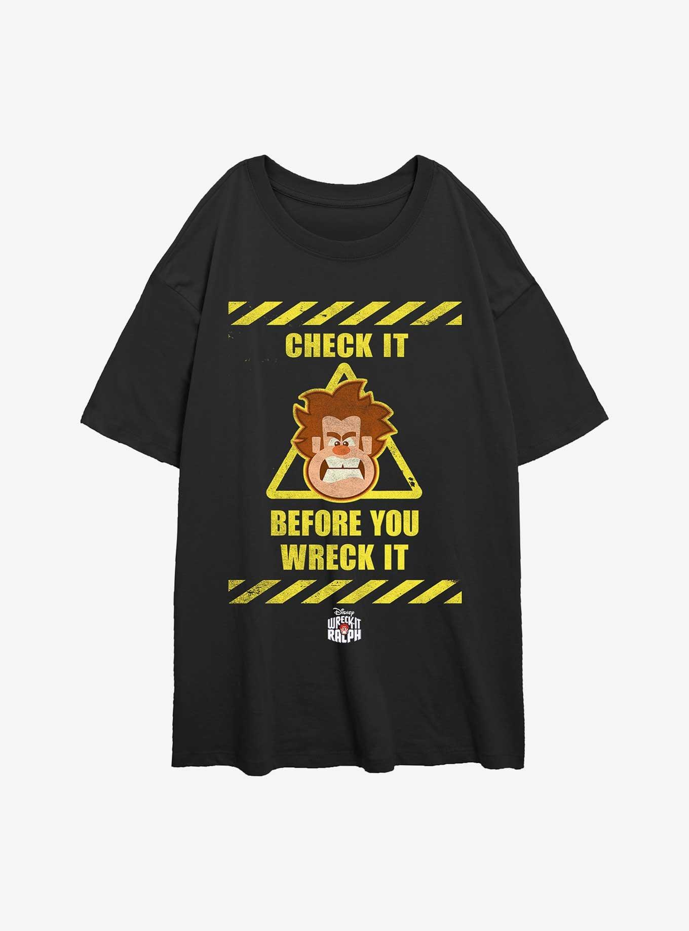 Disney Wreck It Ralph Check It Before You Wreck It Womens Oversized T-Shirt, , hi-res