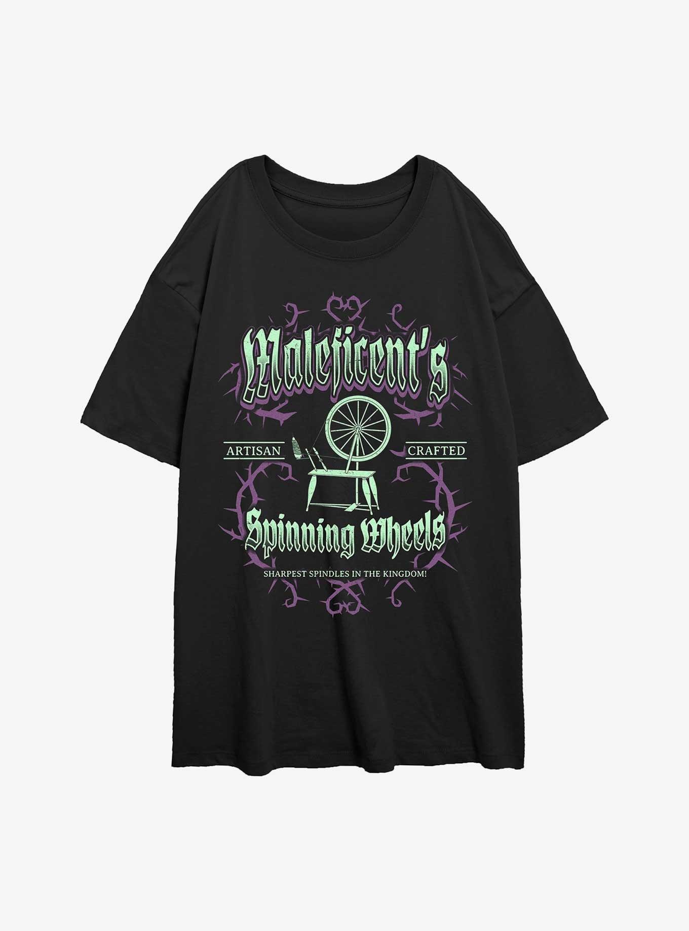 Disney Villains Maleficent Spinning Wheels Poster Womens Oversized T-Shirt