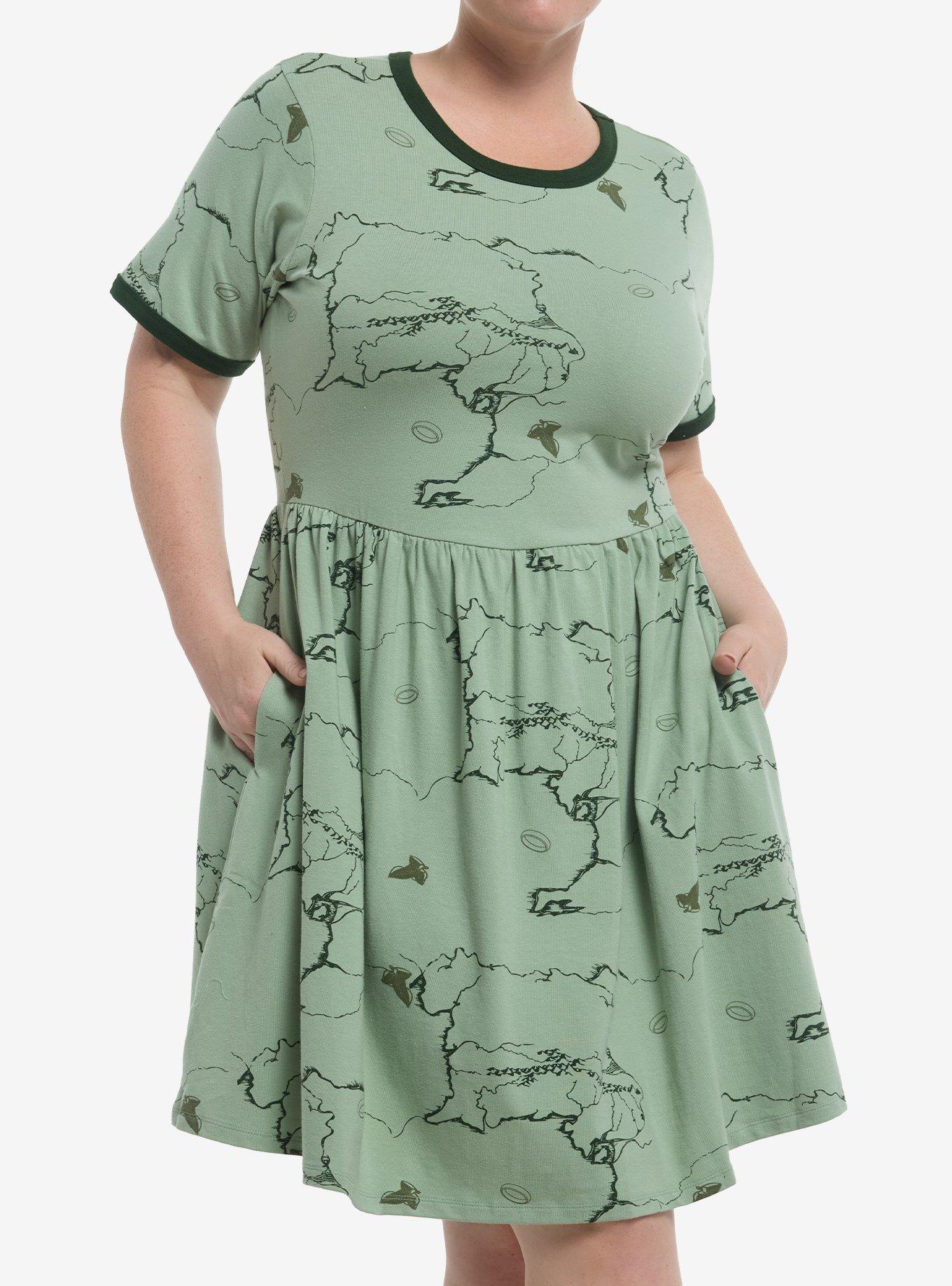 Her Universe The Lord Of The Rings Middle-Earth Map T-Shirt Dress Plus Size Her Universe Exclusive, , hi-res