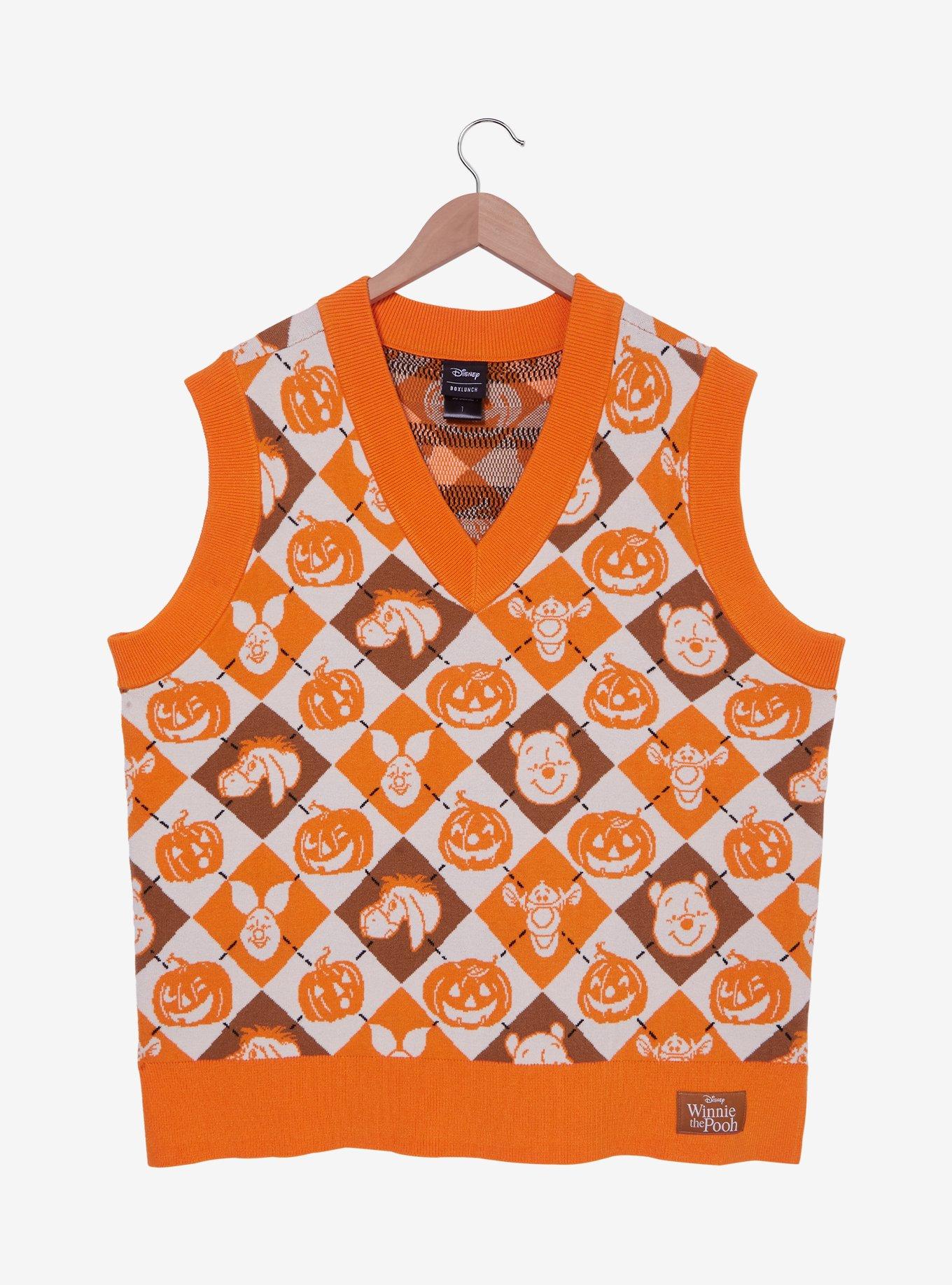 Disney Winnie the Pooh Characters & Pumpkins Argyle Plus Size Sweater Vest, , hi-res