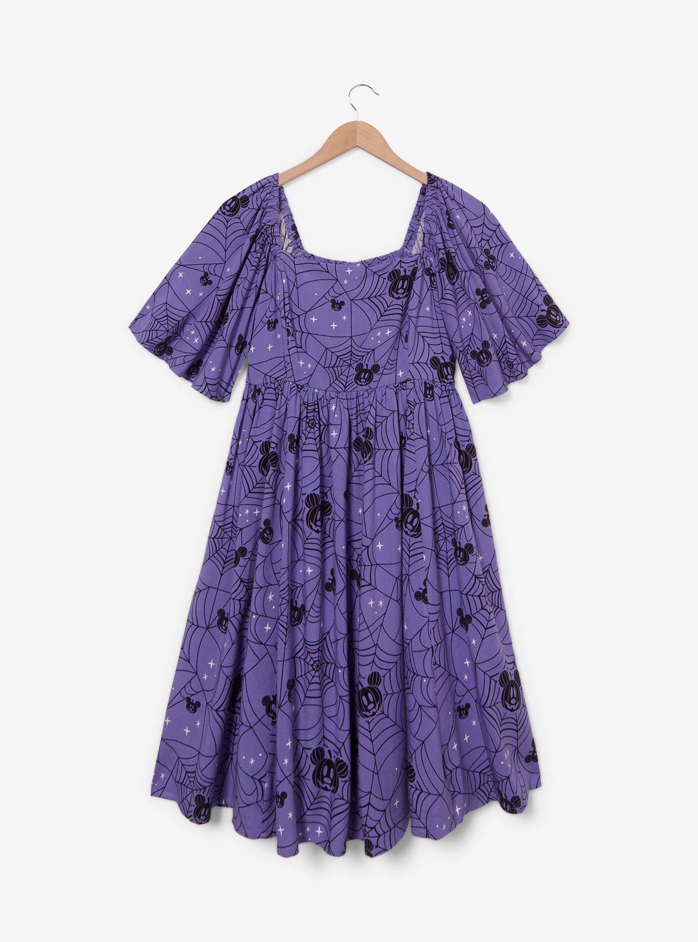 Disney Mickey Mouse Jack-O'-Lantern Spiderweb Allover Print Smock Dress Plus Size, , hi-res