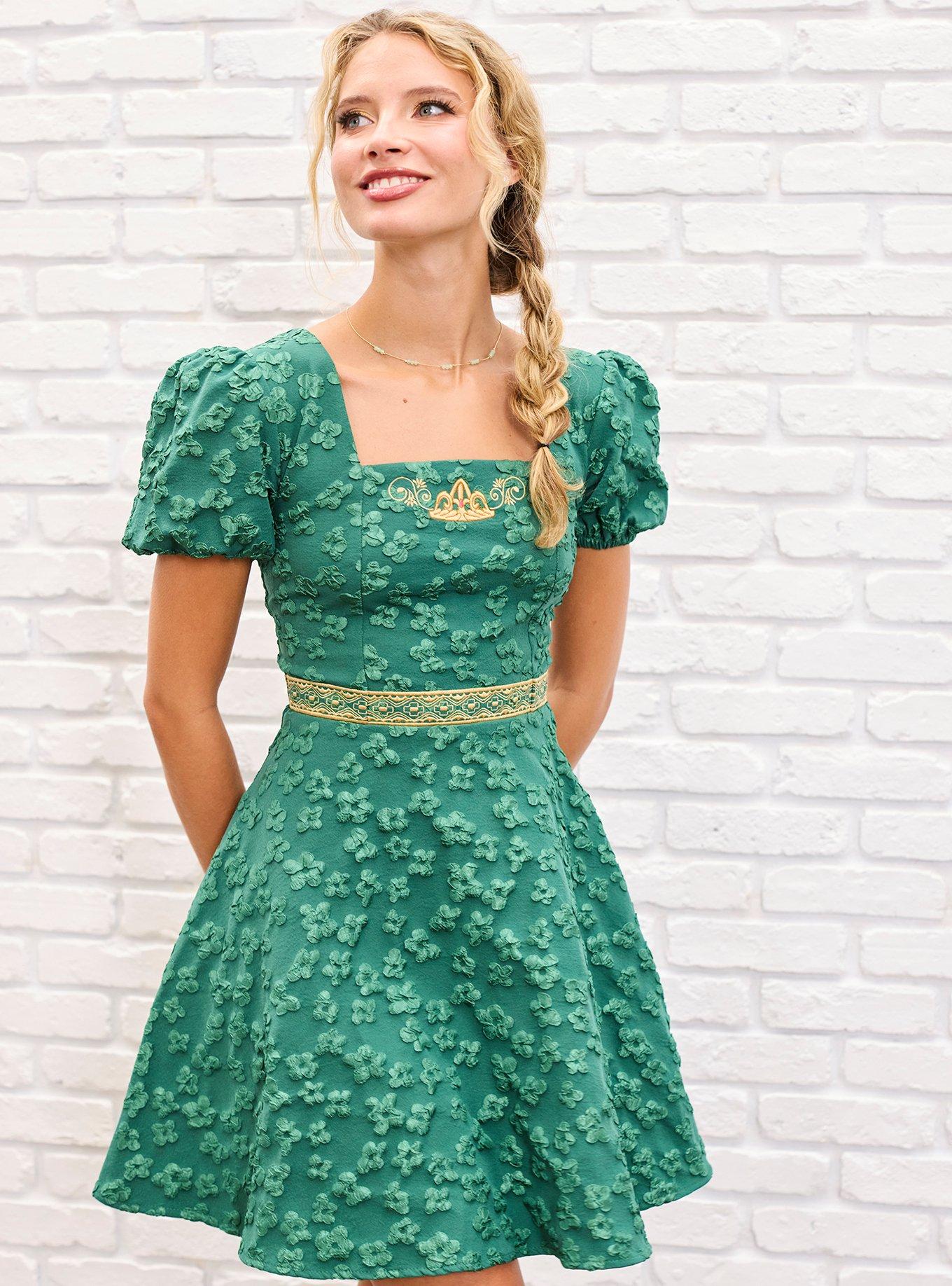 slim fit dress slacks Fiona 100% Cotton Emerald Green Midi Dress main image 0