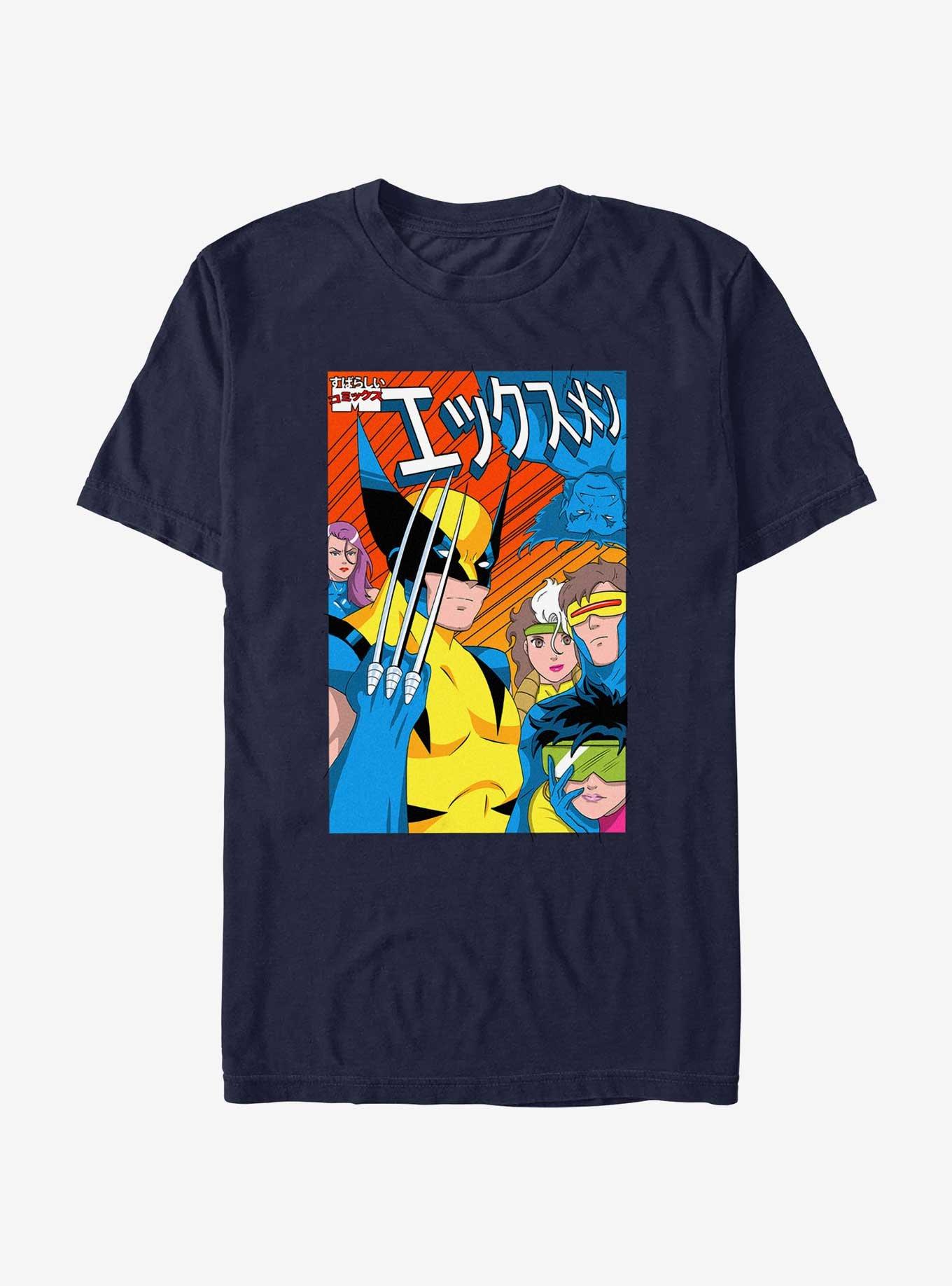 Marvel X-Men Team Anime Style Cover T-Shirt, NAVY, hi-res