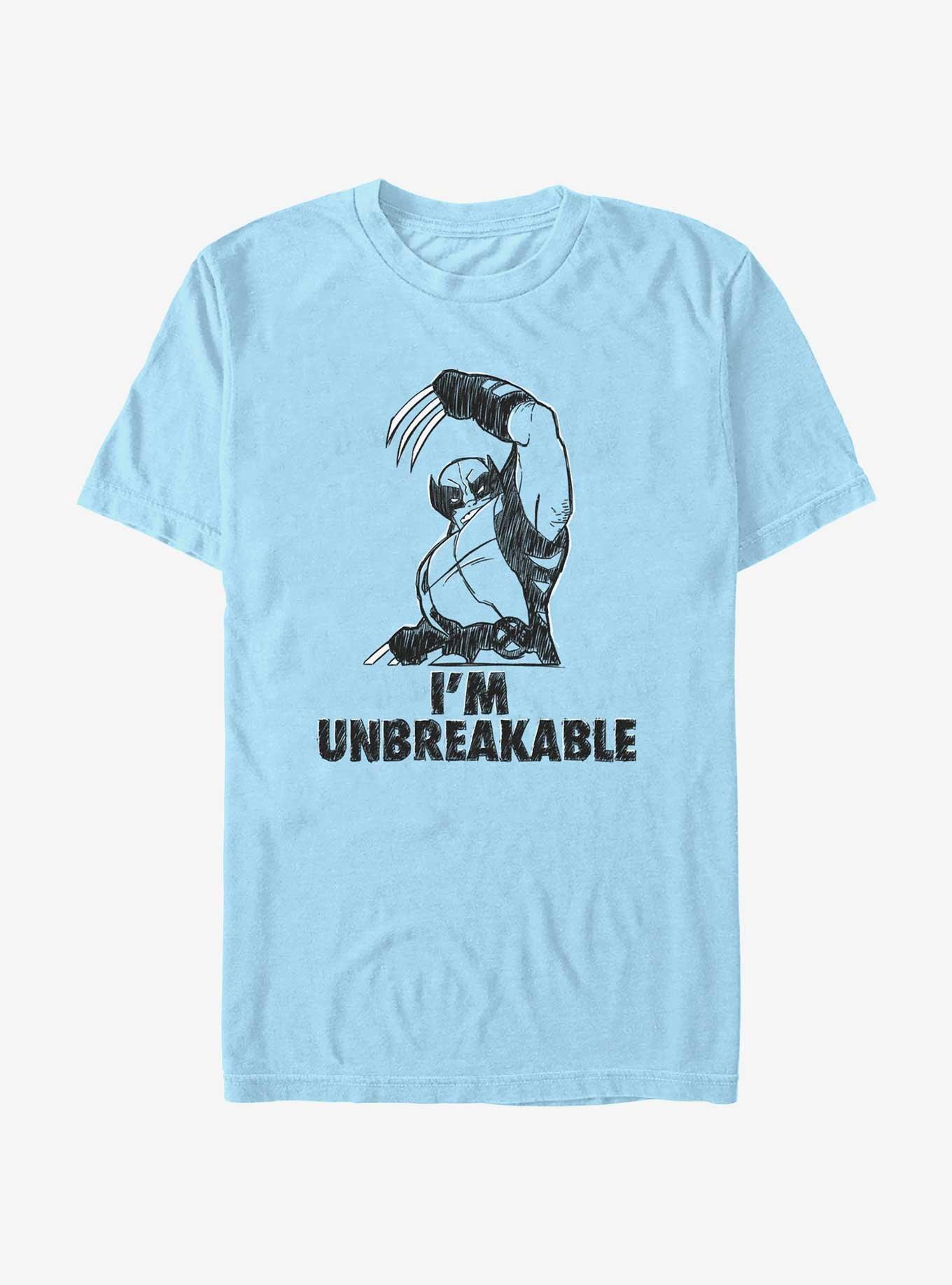 Marvel X-Men Wolverine I'm Unbreakable Sketch T-Shirt, LT BLUE, hi-res